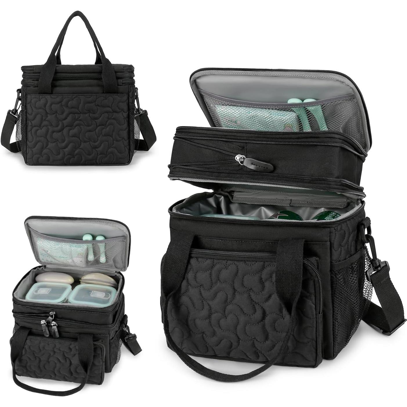 Bolsa de Almuerzo Aislada MOV COMPRA Negra Doble Nivel 48.3x20.3x26.7cm