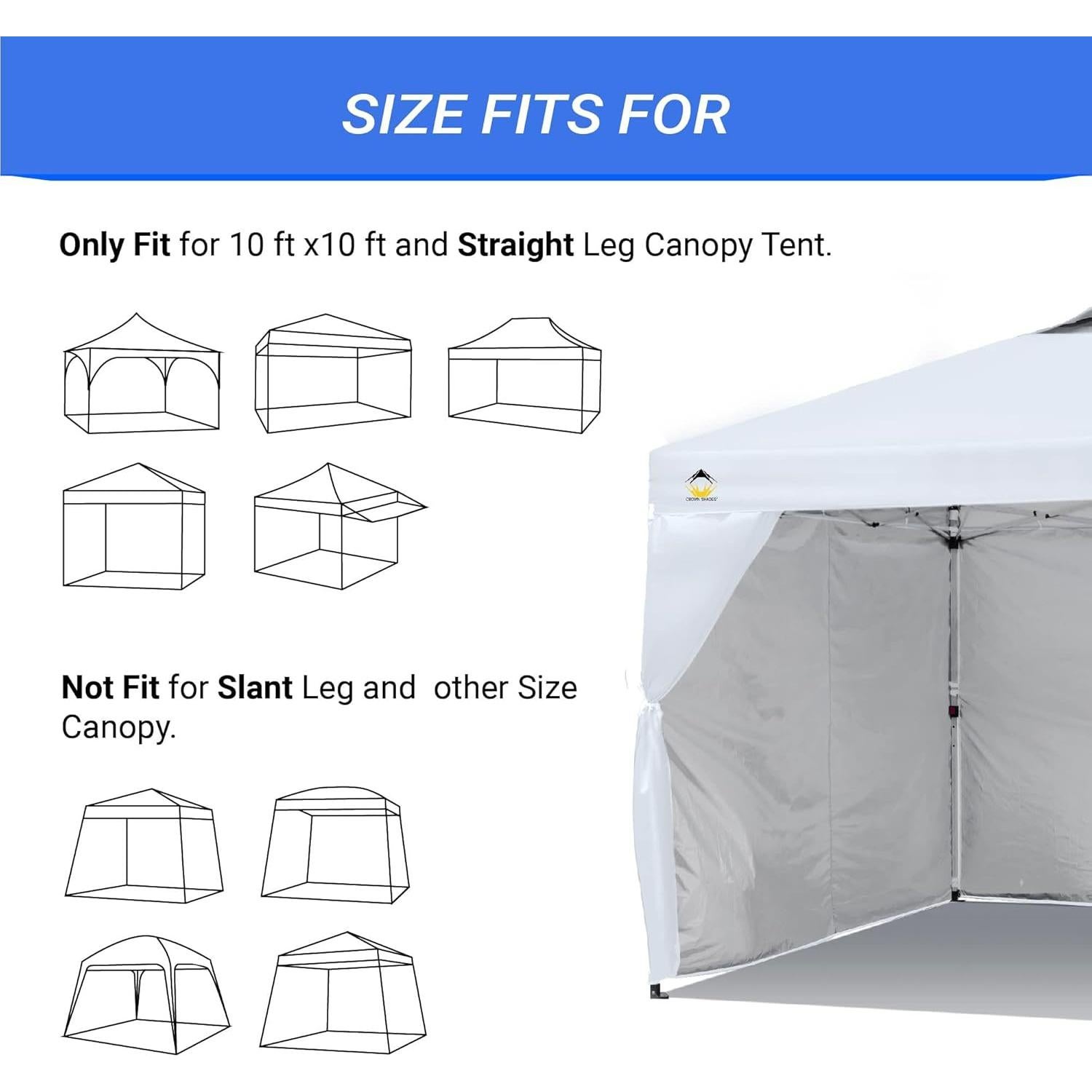 Paredes Laterales para Toldo CROWN SHADES 10x10 Blanca 4pck