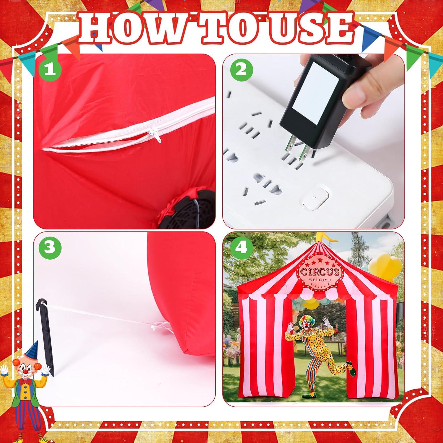 Preboun 10ft Circus Inflatables Arch Christmas Blow up Circus Tent Built in LED Lights for Christmas New Year Carnival Party Yard Garden Outdoor Decoration