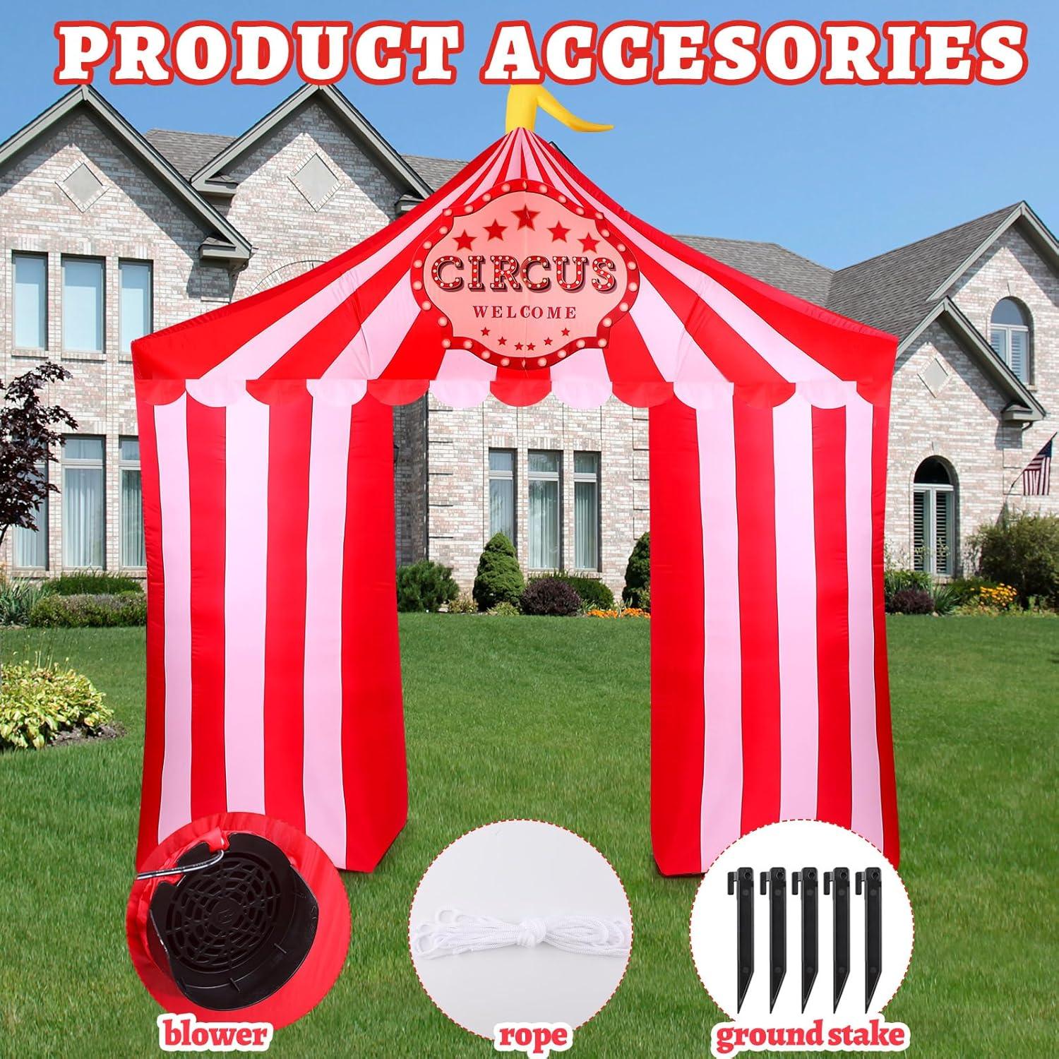 Preboun 10ft Circus Inflatables Arch Christmas Blow up Circus Tent Built in LED Lights for Christmas New Year Carnival Party Yard Garden Outdoor Decoration