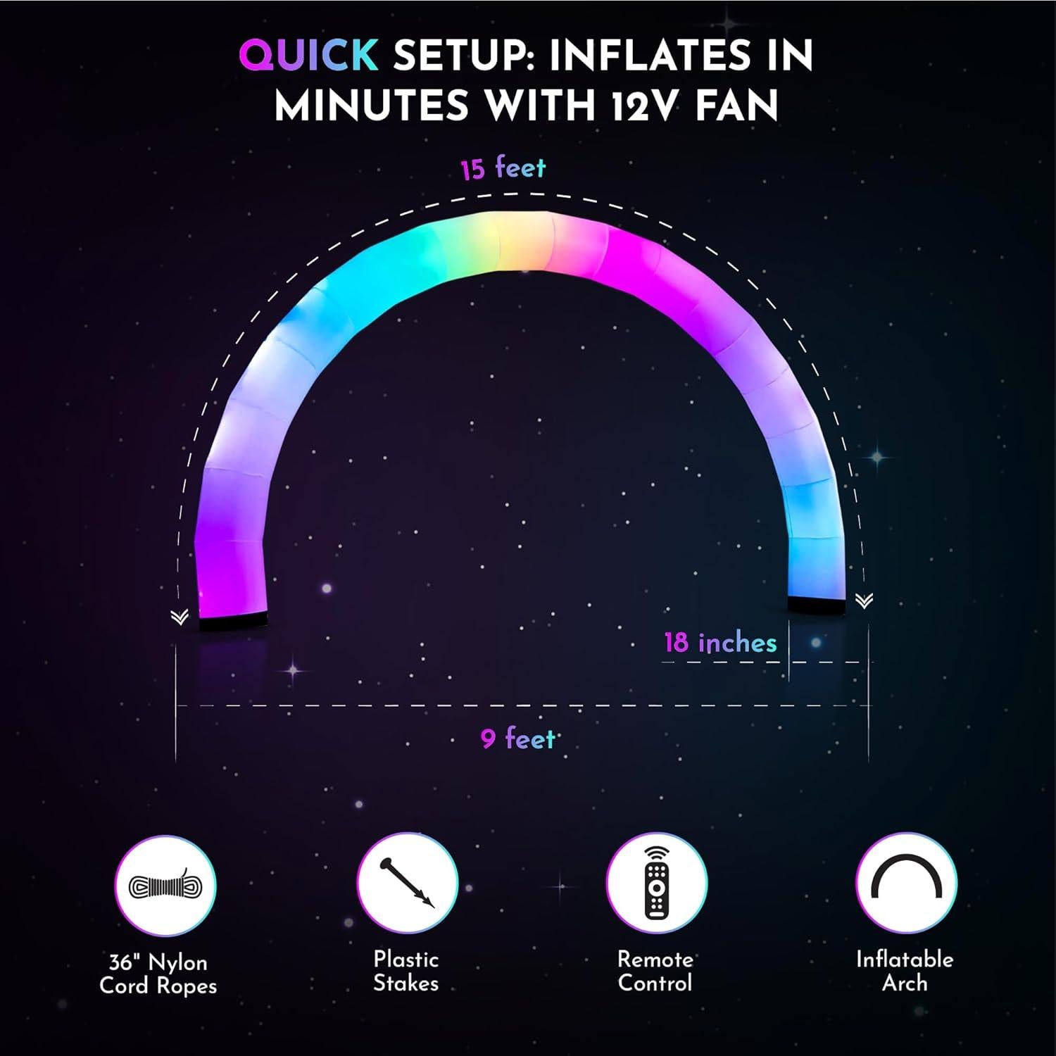 Arco Inflable Cambiante de Color Plenty Concepts 2.74m x 4.57m