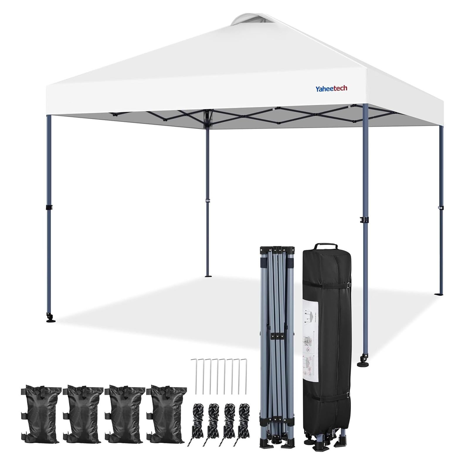 Carpa Plegable Yaheetech 3x3m Blanca Impermeable con Ruedas