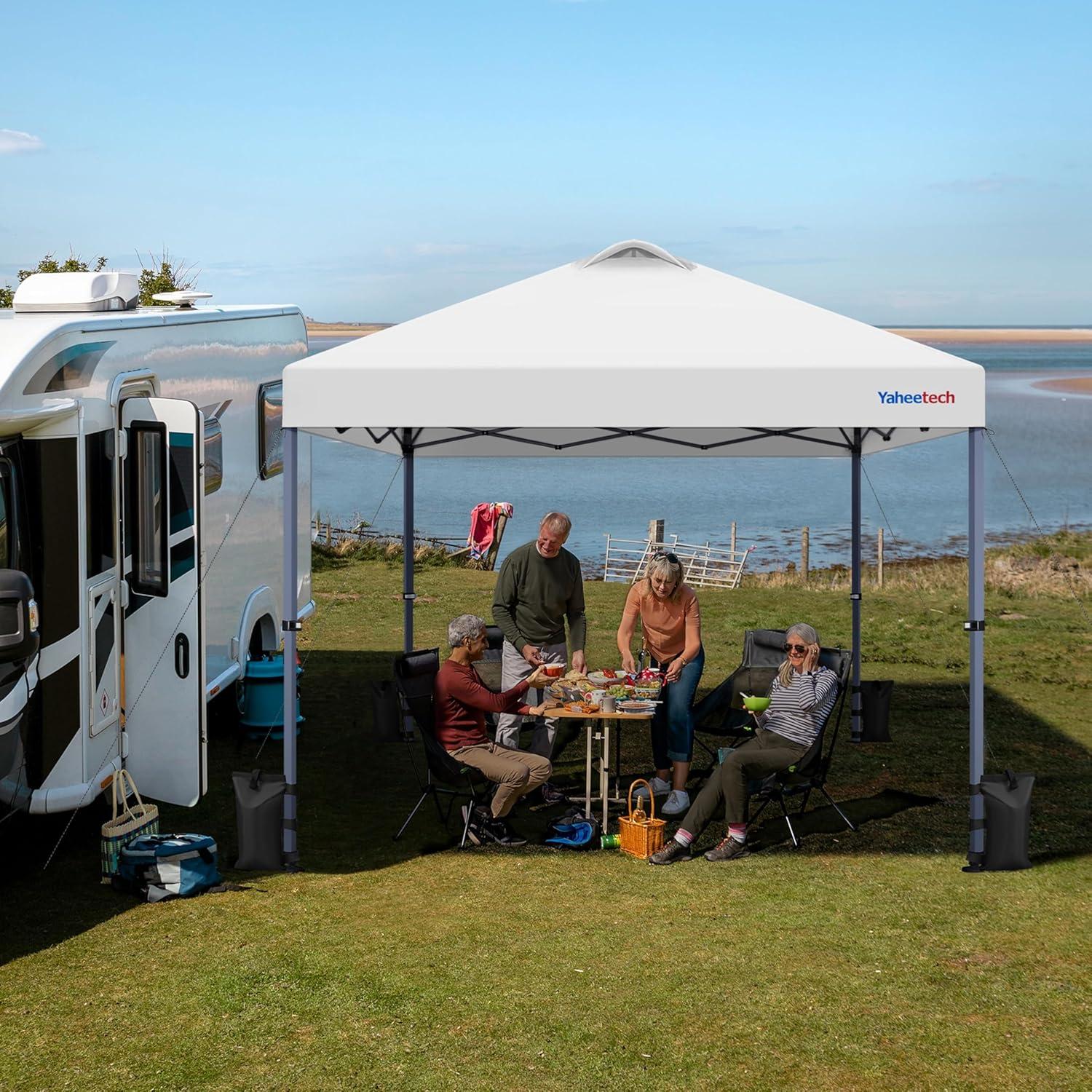 Carpa Plegable Yaheetech 3x3m Blanca Impermeable con Ruedas