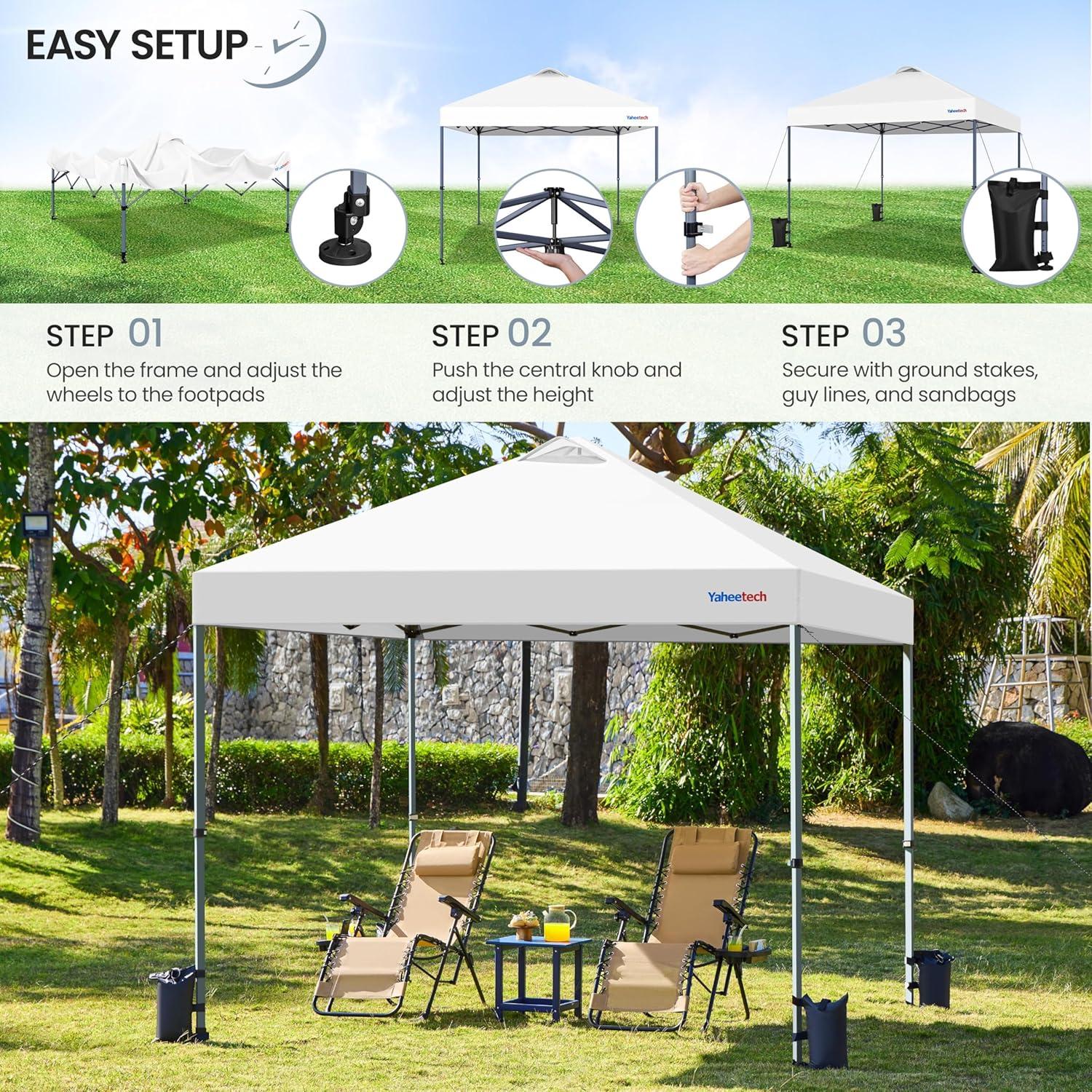 Carpa Plegable Yaheetech 3x3m Blanca Impermeable con Ruedas