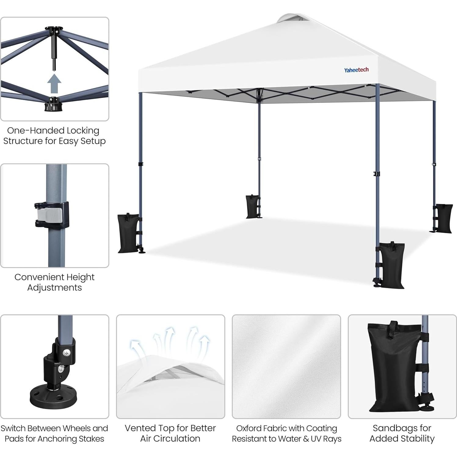 Carpa Plegable Yaheetech 3x3m Blanca Impermeable con Ruedas