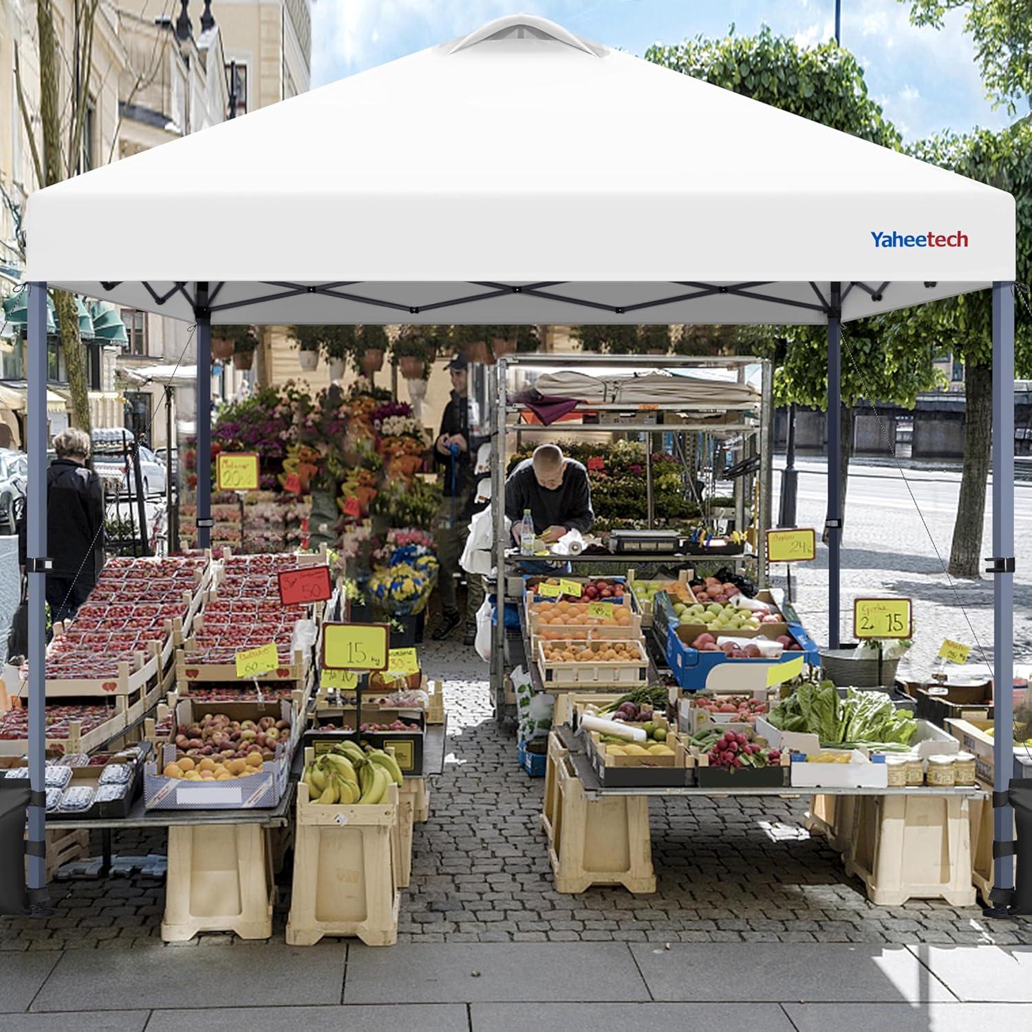 Carpa Plegable Yaheetech 3x3m Blanca Impermeable con Ruedas