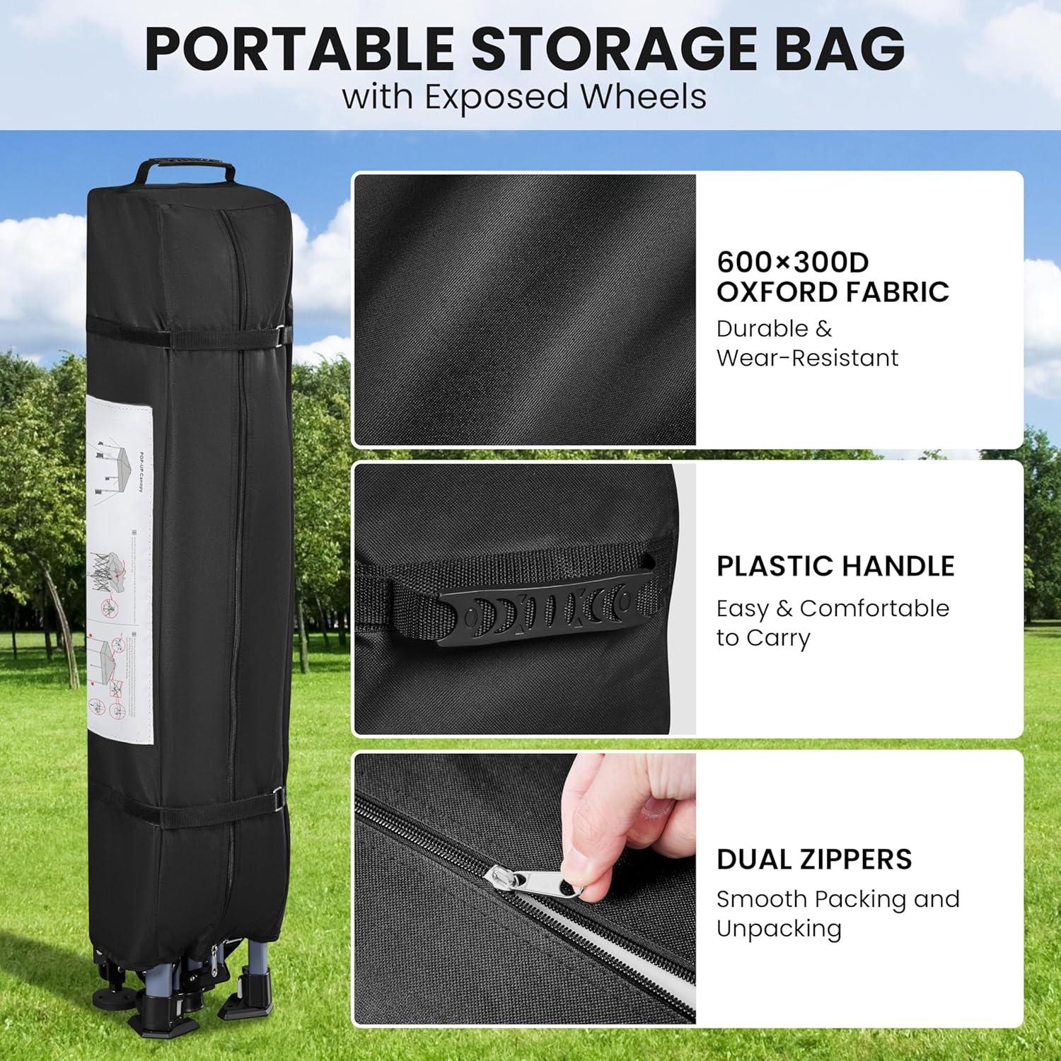 Carpa Plegable Yaheetech 3x3m Blanca Impermeable con Ruedas