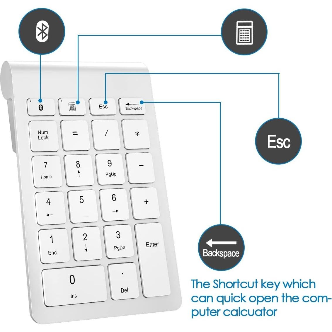 Teclado Numérico Inalámbrico Foloda Bluetooth 22 Teclas