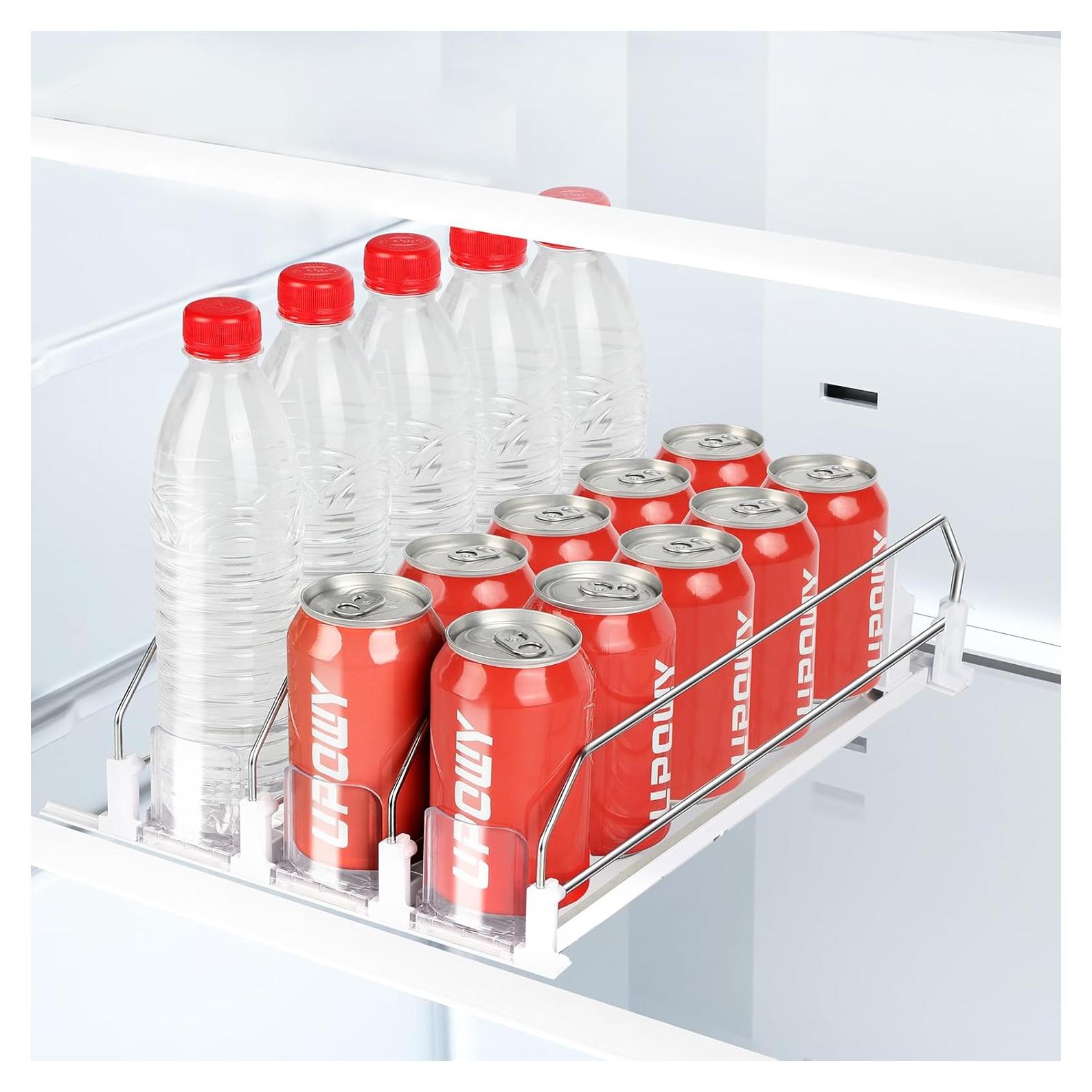 Organizador de Bebidas UPOWY para Nevera, 3 Filas, Blanco