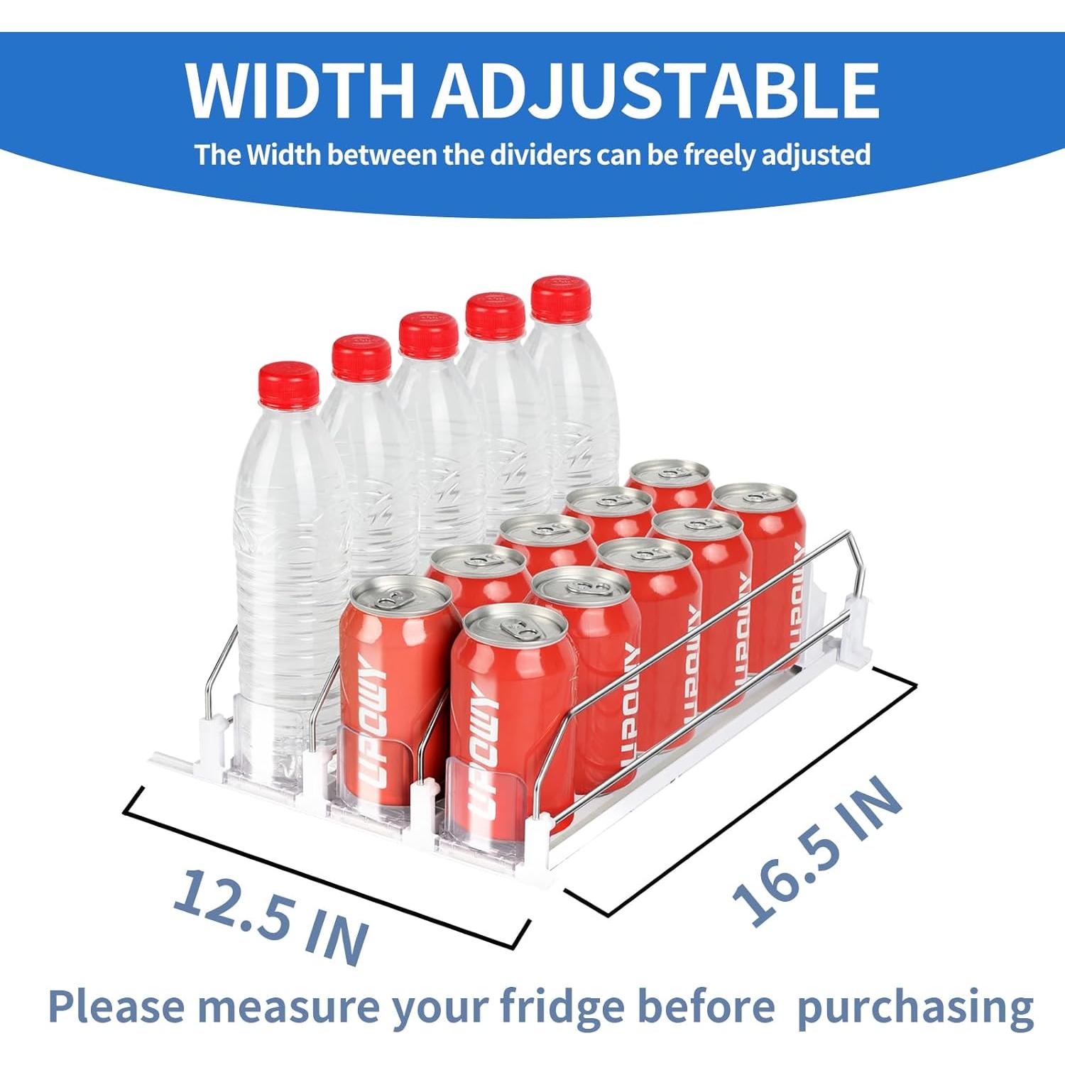 Organizador de Bebidas UPOWY para Nevera, 3 Filas, Blanco