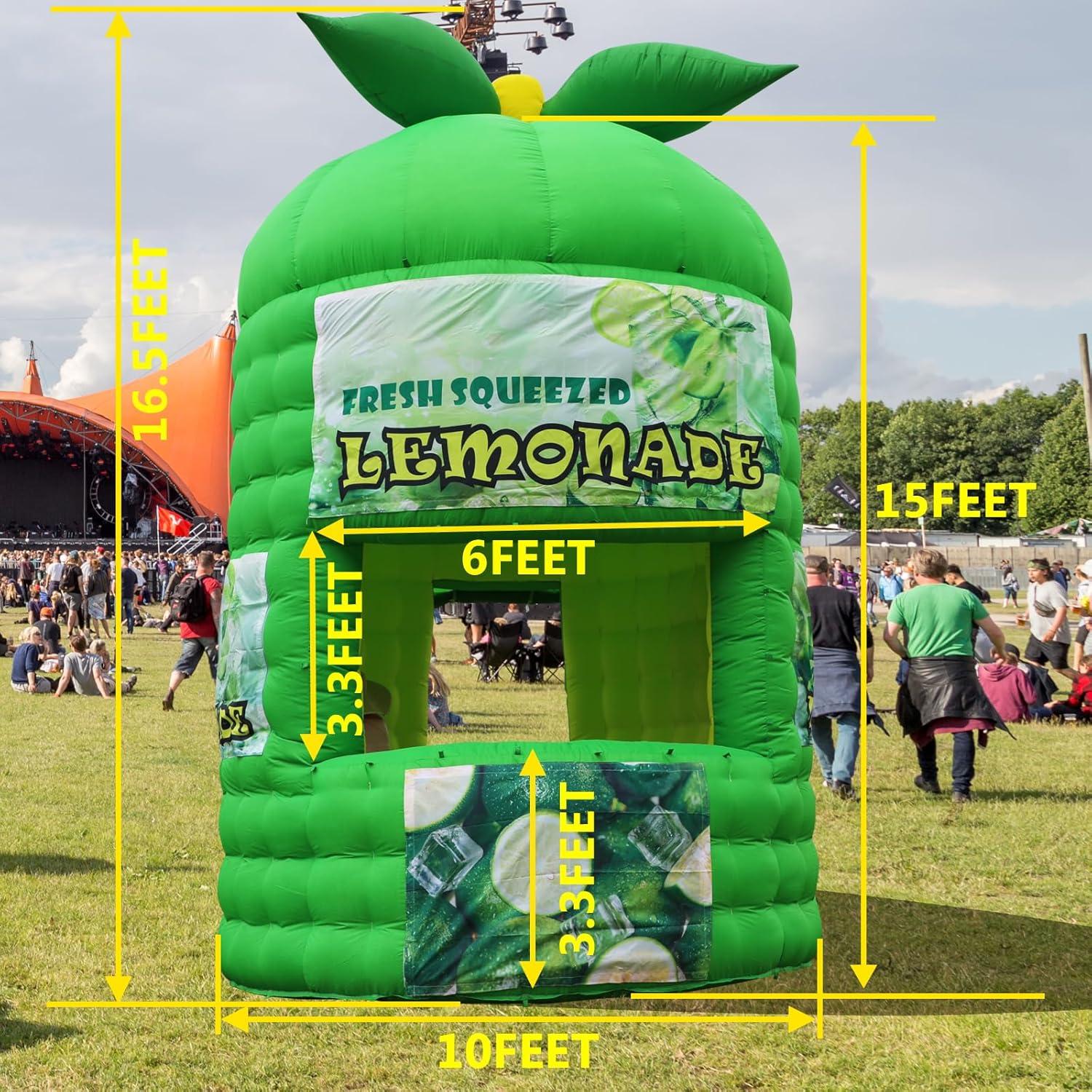 Stand Inflable de Limón Verde Yuhuya 3.05x3.05x4.57m con Ventilador