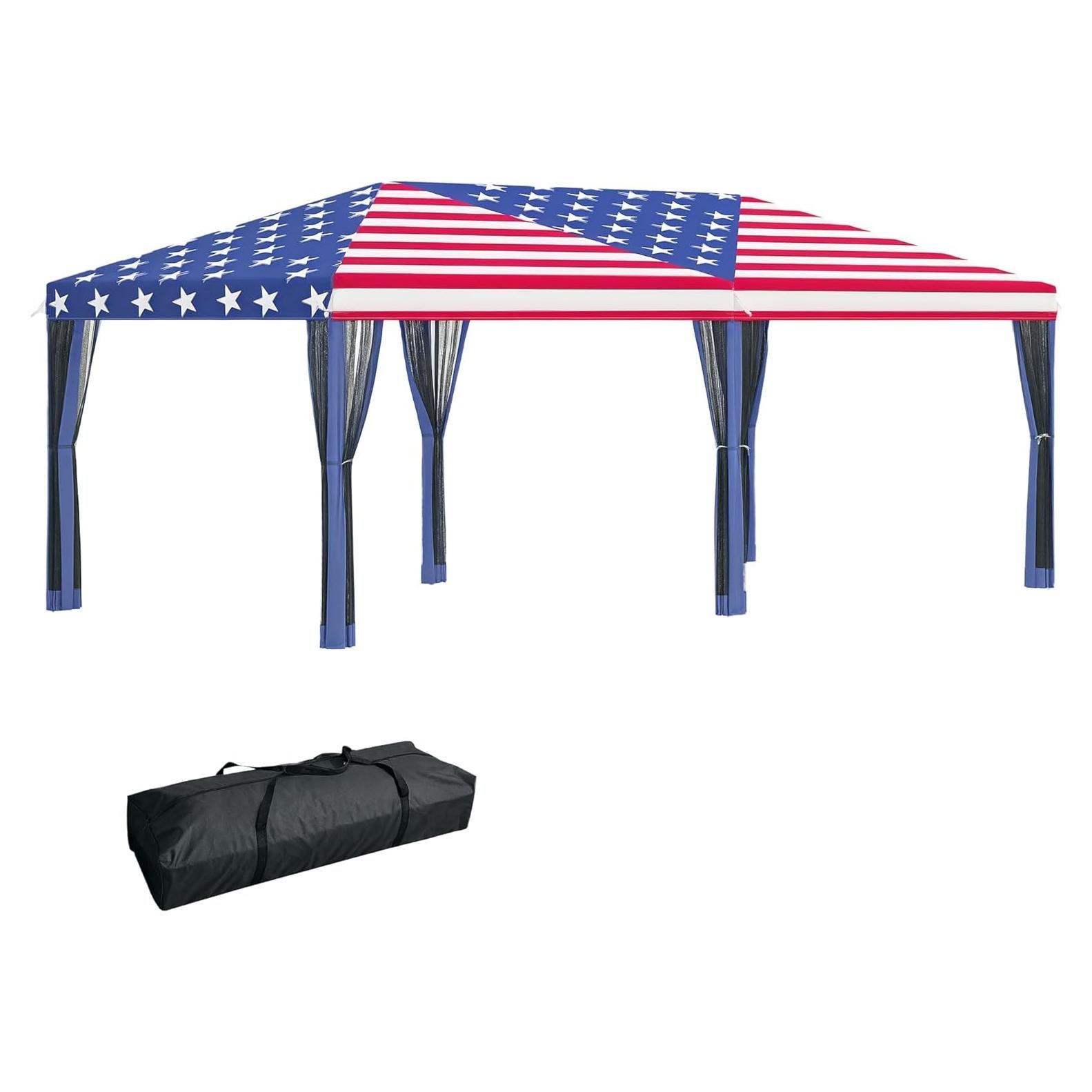 Carpa Plegable Outsunny 10x6 m con Malla y Bolsa de Transporte