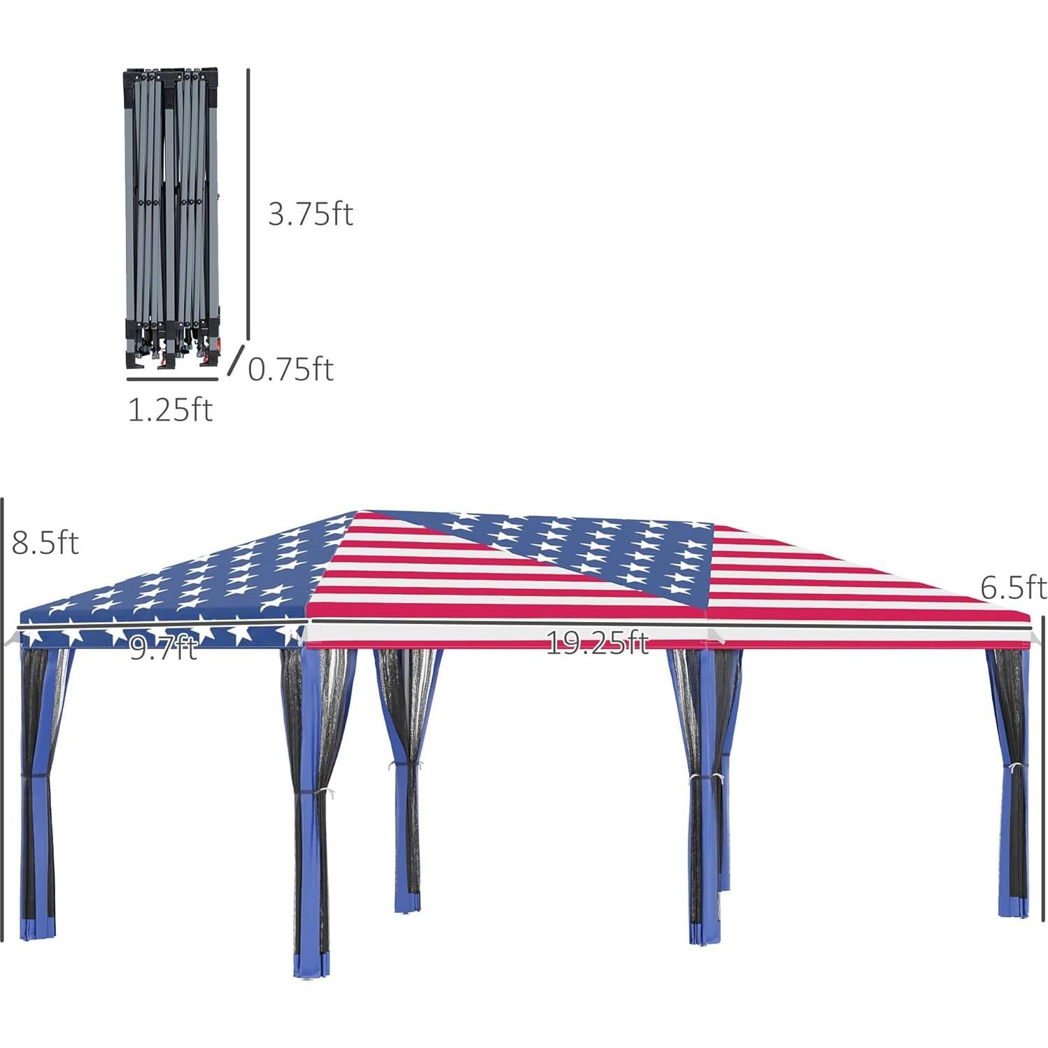 Carpa Plegable Outsunny 10x6 m con Malla y Bolsa de Transporte