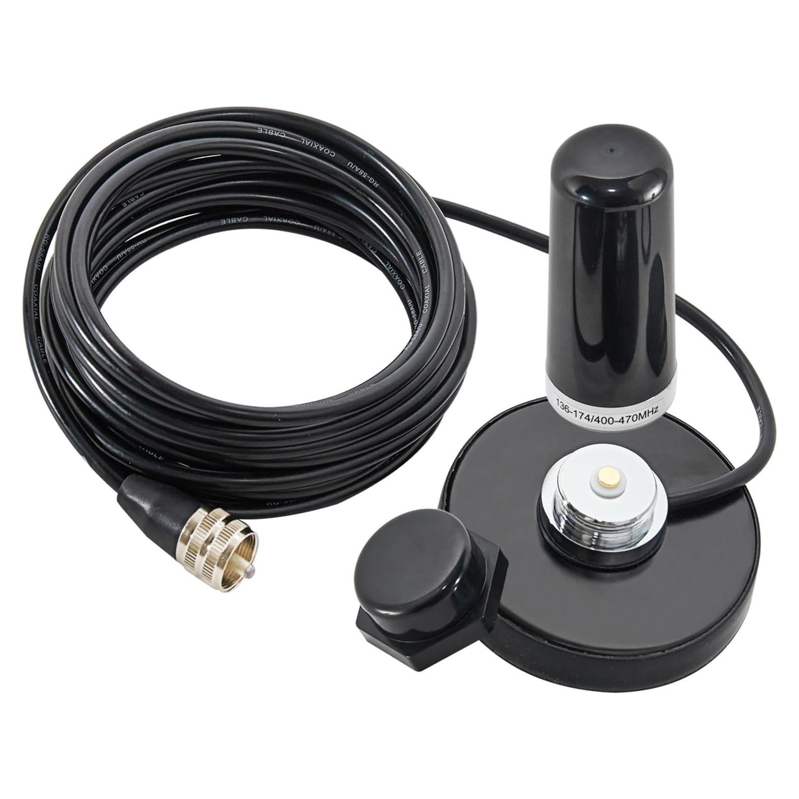 Antena NMO 3.5" Banda Dual VHF UHF Anina con Base Magnética