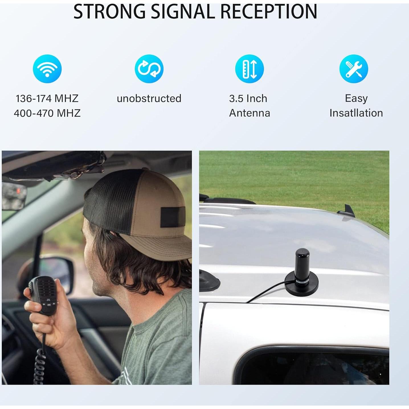 Antena NMO 3.5" Banda Dual VHF UHF Anina con Base Magnética