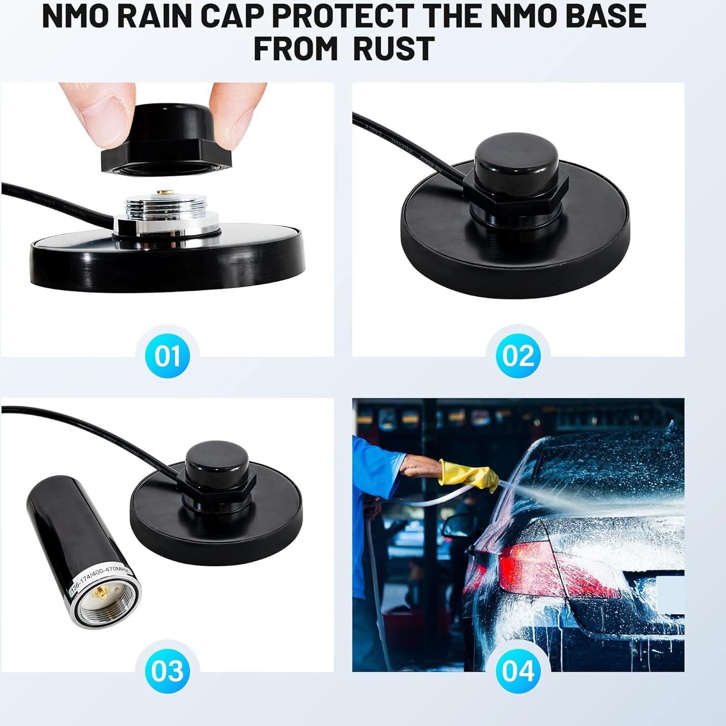 Antena NMO 3.5" Banda Dual VHF UHF Anina con Base Magnética