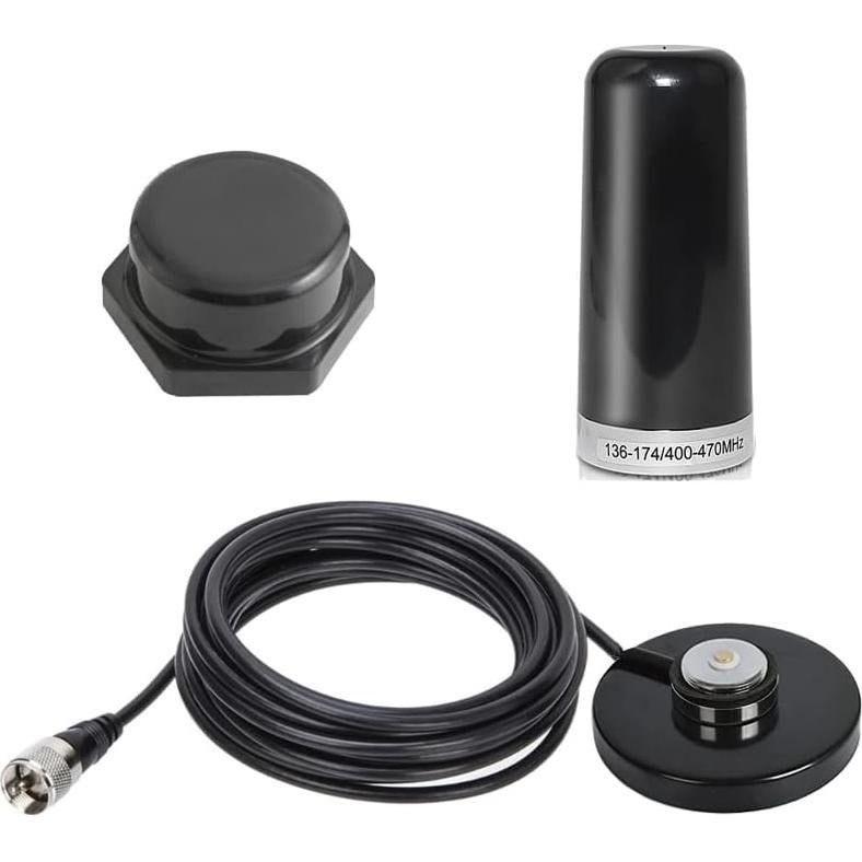 Antena NMO 3.5" Banda Dual VHF UHF Anina con Base Magnética