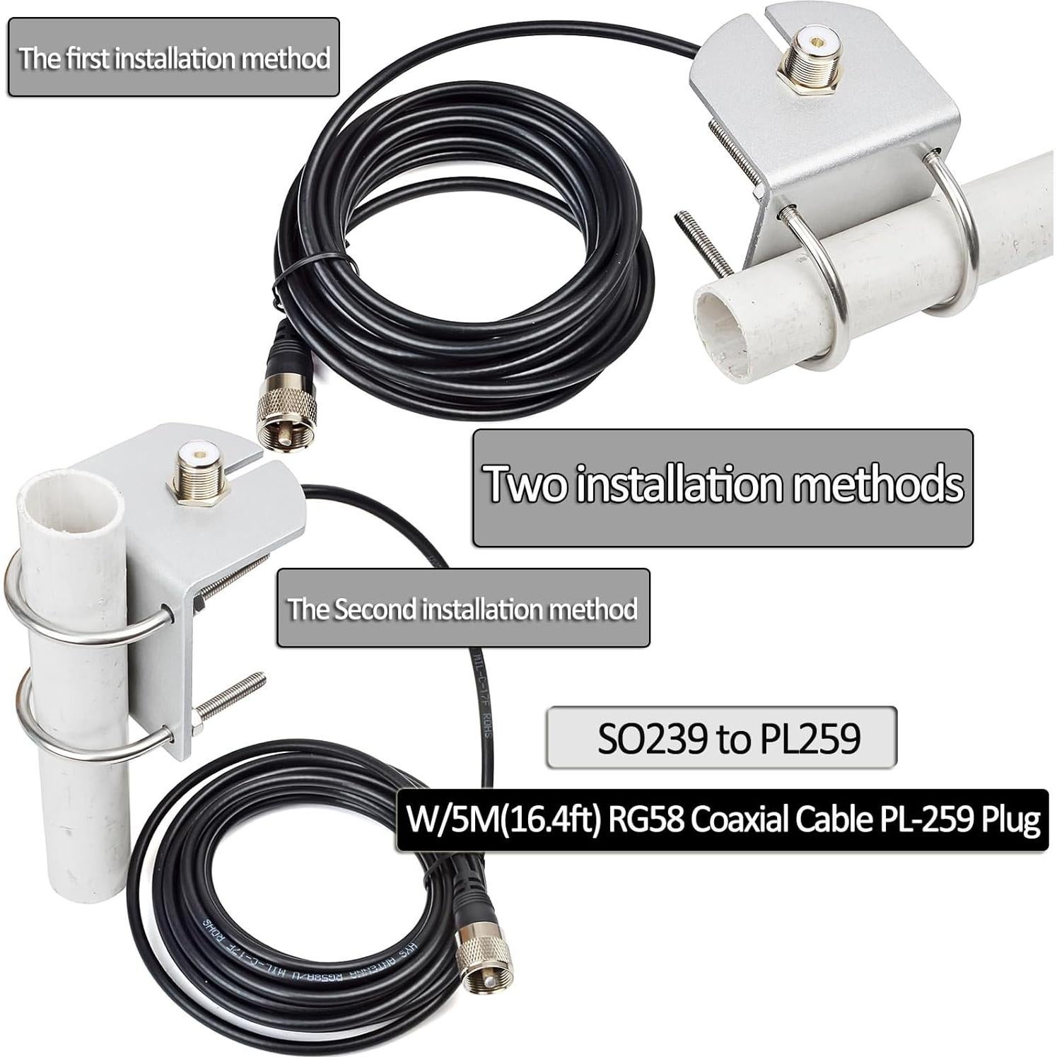 Soporte de Antena Móvil HYS SO239 a PL-259 con Cable 5m