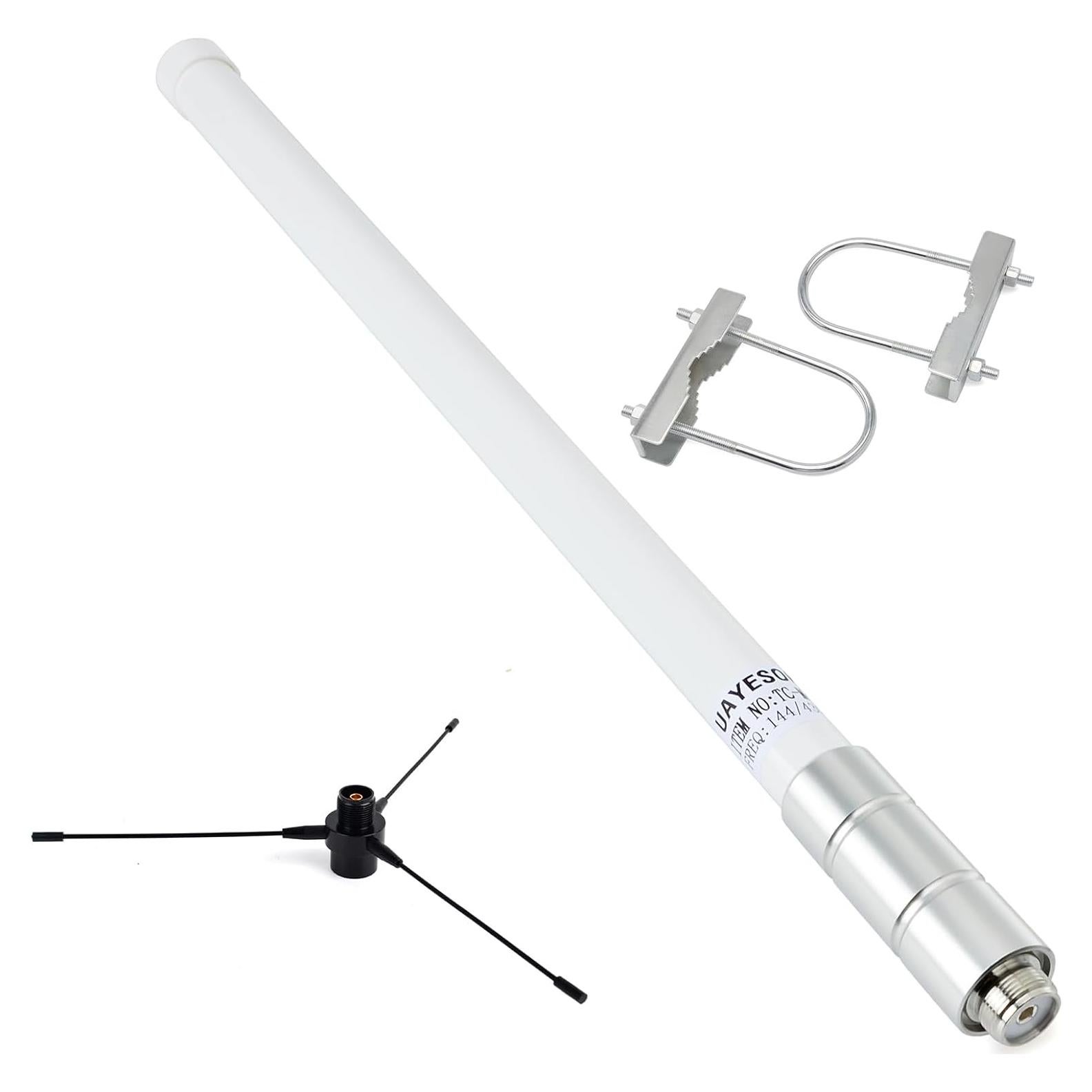 UHF Fiberglass Antenna with Ground Plane Kit, 400-470mhz GMRS Base Antenna, 17 inches SO239 Connector for Ham Radio Scanner, Device Repeater, Mobile Transceiver