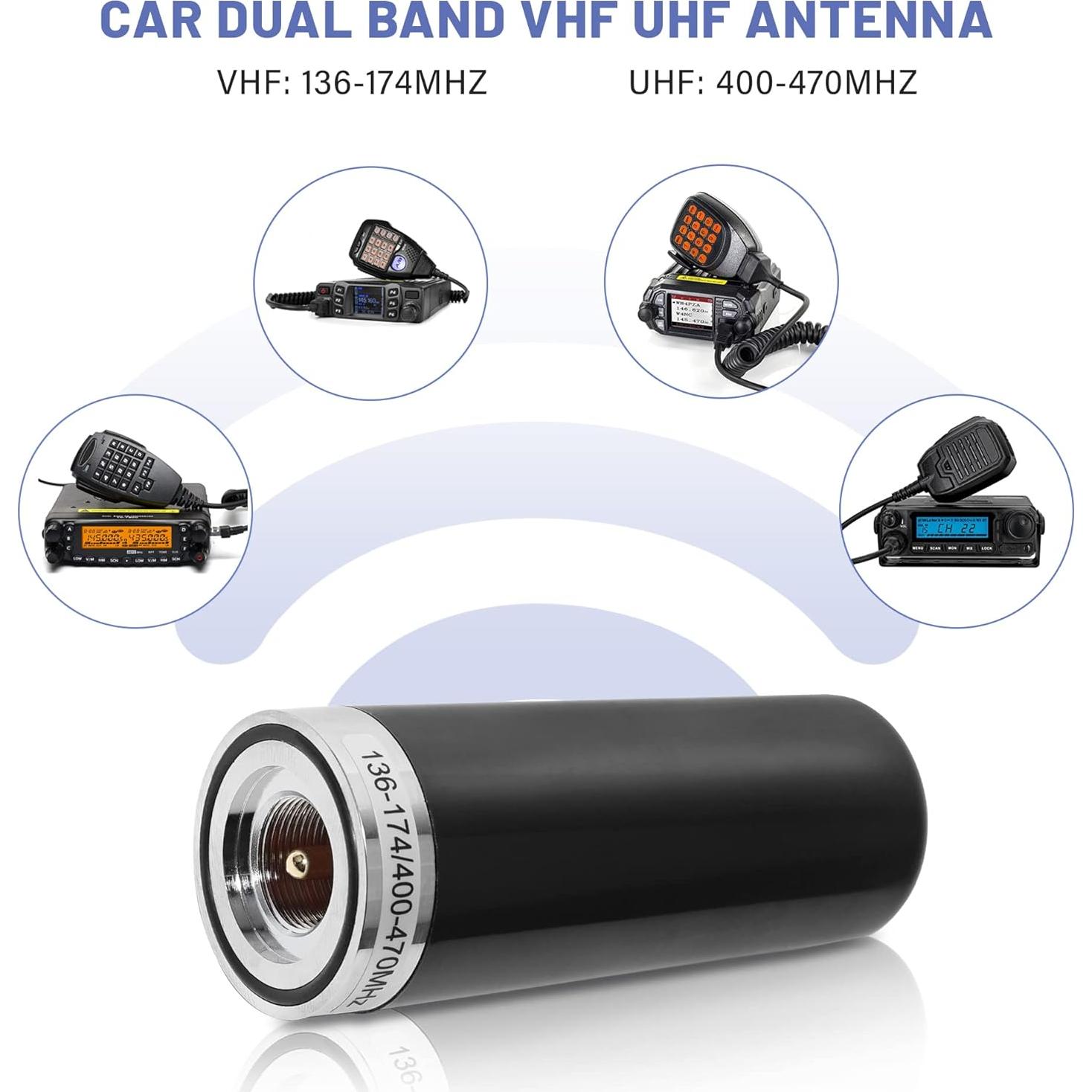 Antena de Radio Móvil Anina Doble Banda VHF UHF 136-174/400-470 MHz