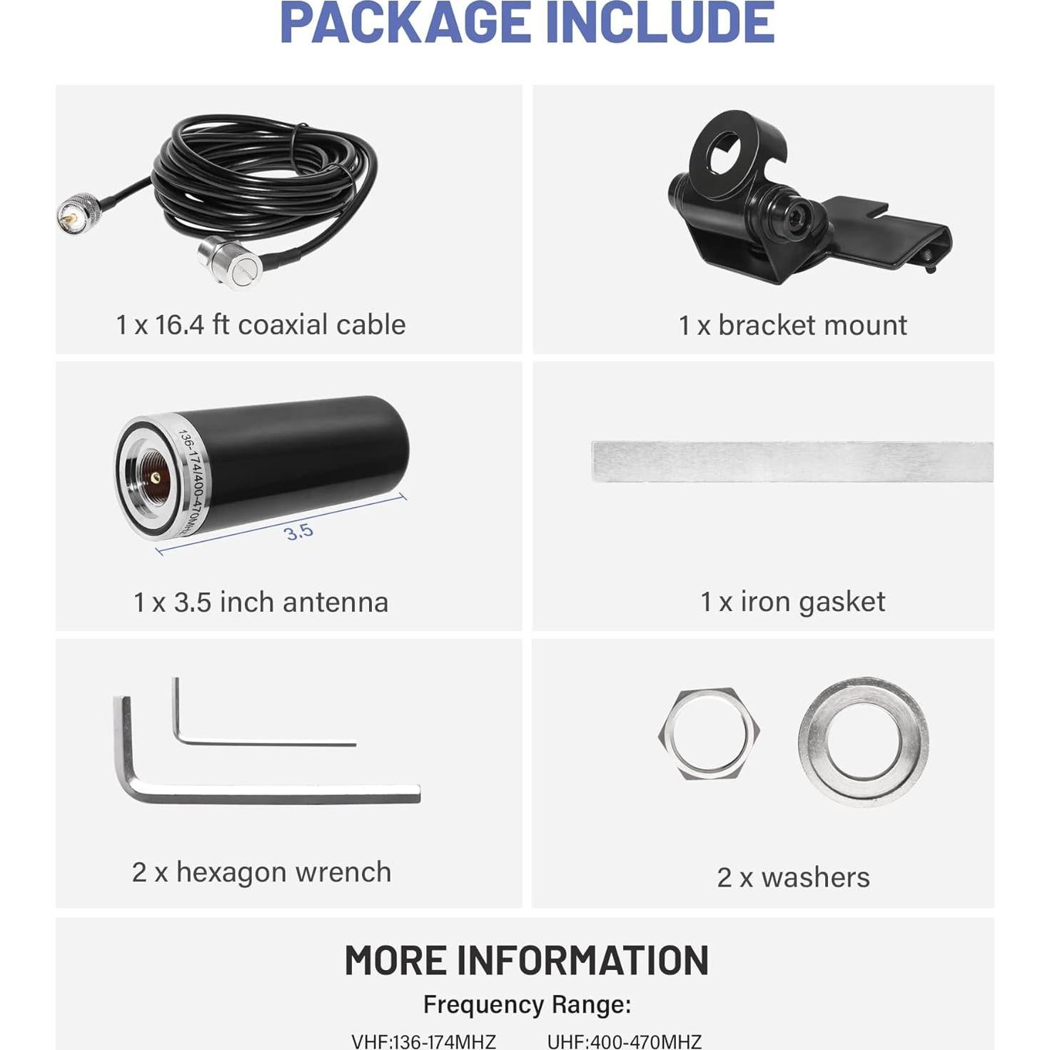 Antena de Radio Móvil Anina Doble Banda VHF UHF 136-174/400-470 MHz
