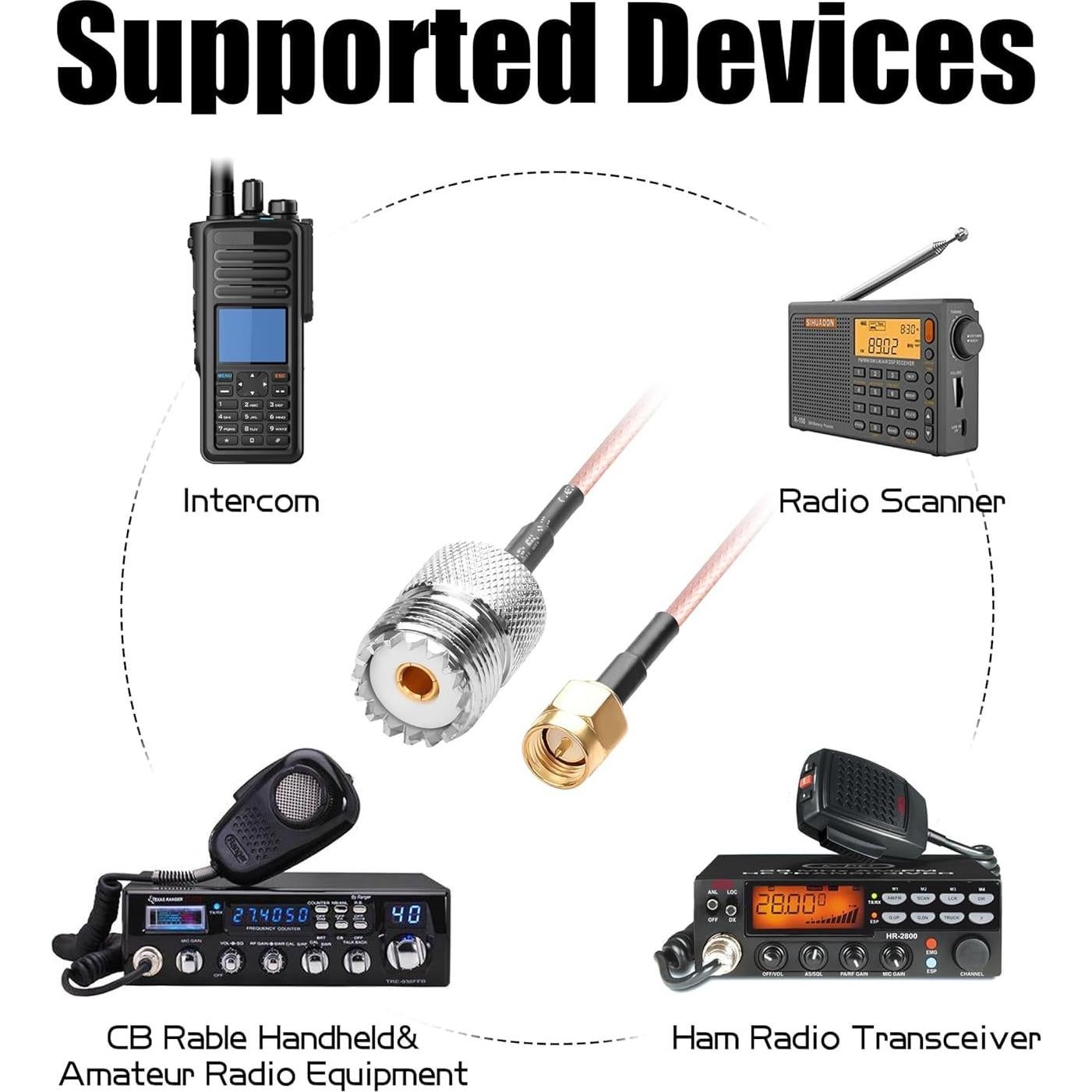 Cable de Antena SMA Macho a UHF Hembra DHT 15.24 cm Paquete de 2