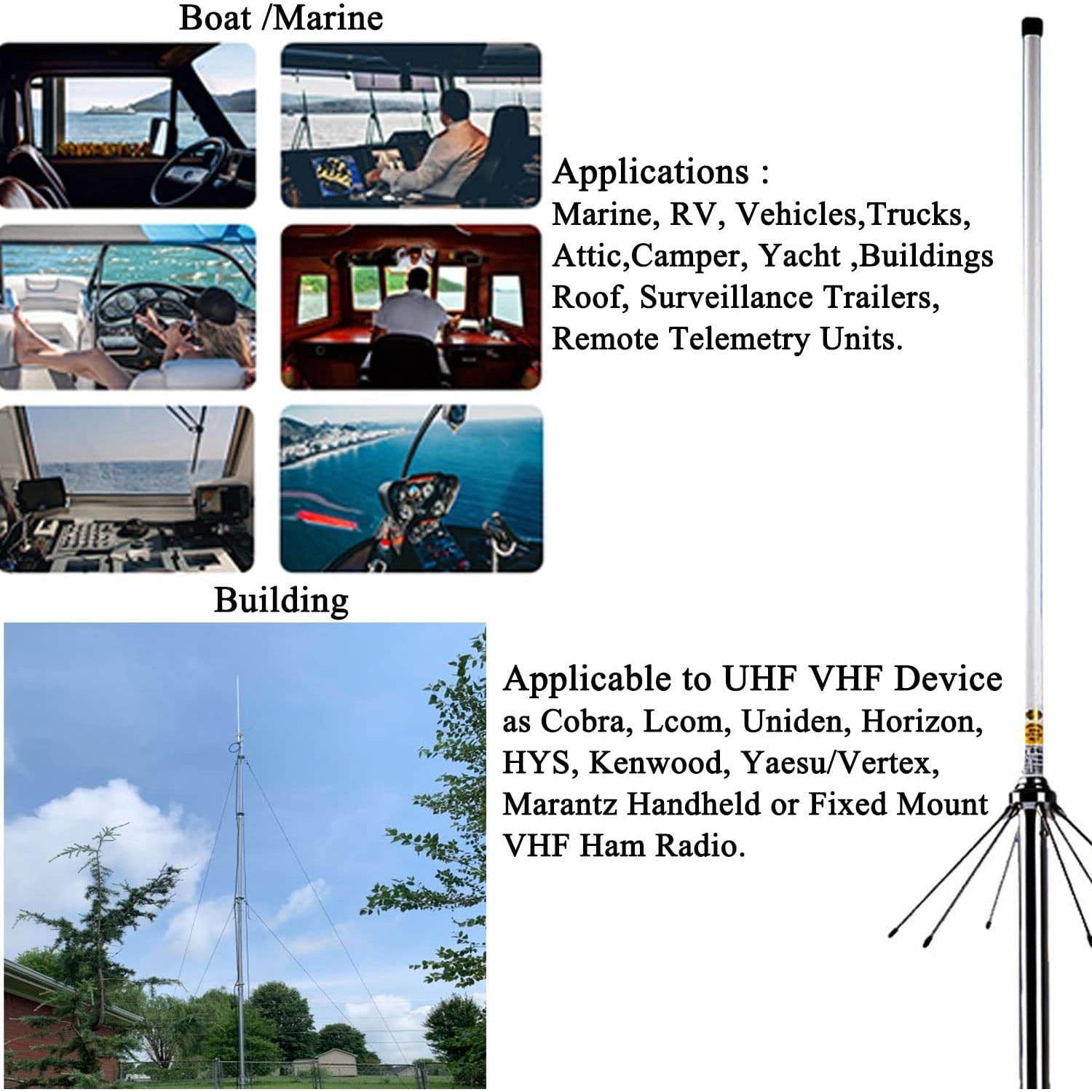 Antena Doble Banda VHF UHF Qifan 2m 70cm 100W 144MHz 433MHz