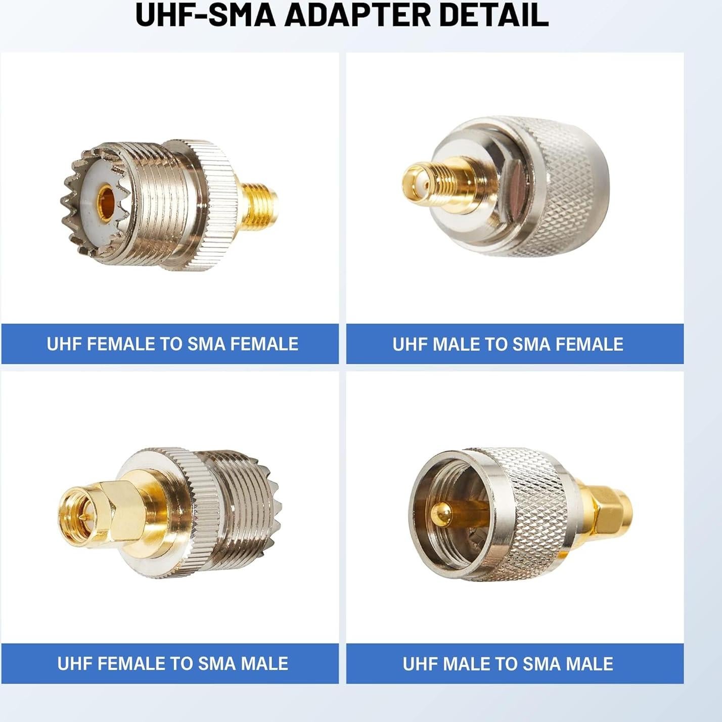 Adaptadores Coaxiales Anina 4pc SMA a PL259 UHF 50 Ohm