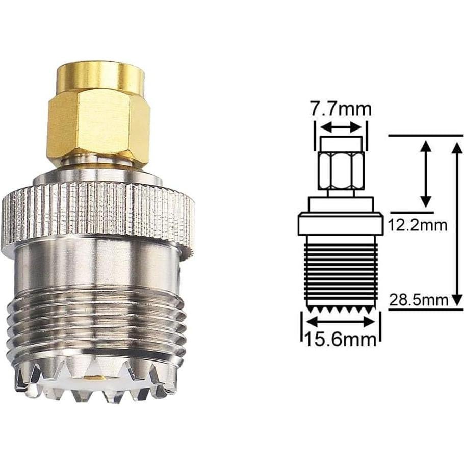 Adaptador Coaxial RF DHT Electronics SMA Macho a UHF Hembra