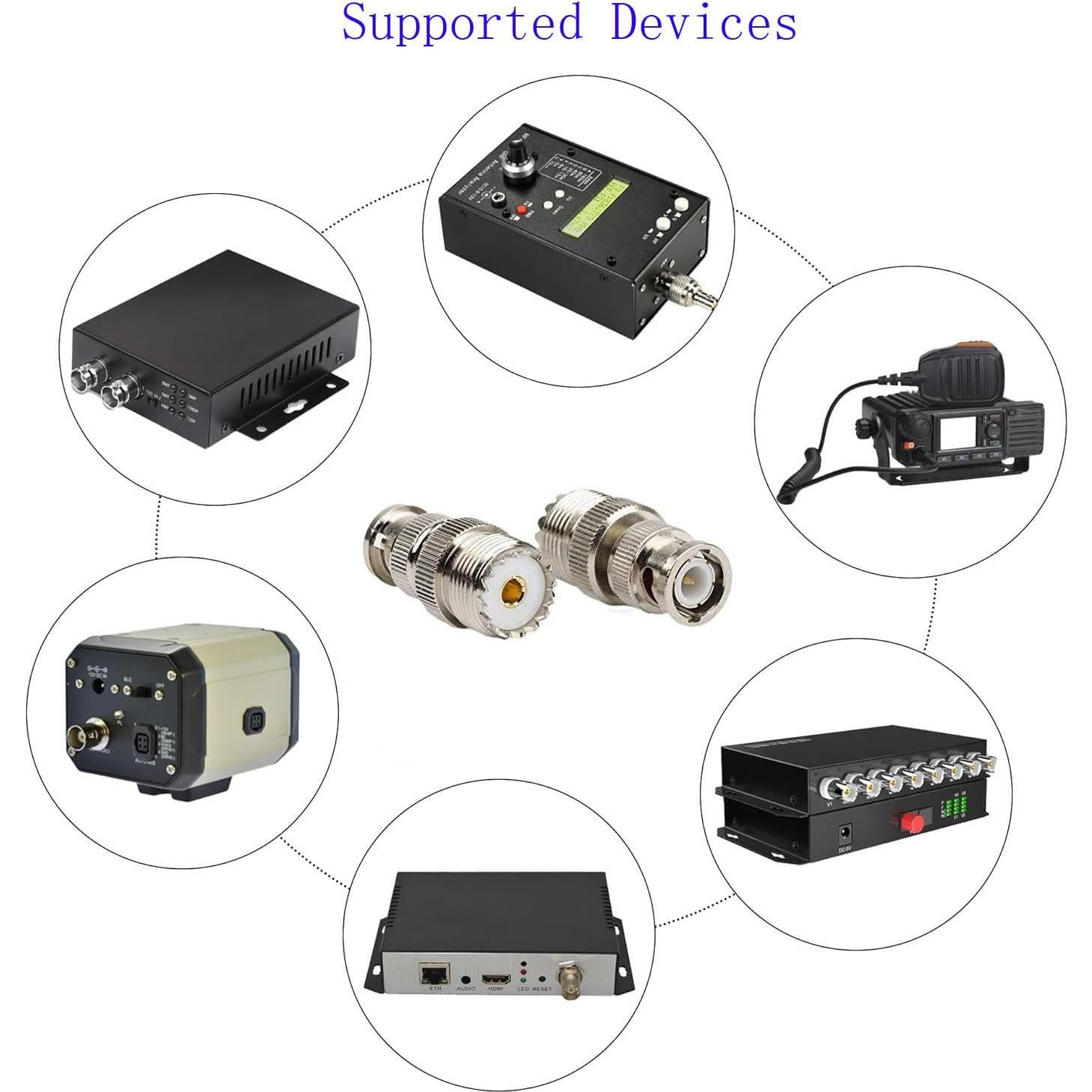 Adaptador Coaxial BNC Macho a UHF Hembra DHT - 2 Piezas