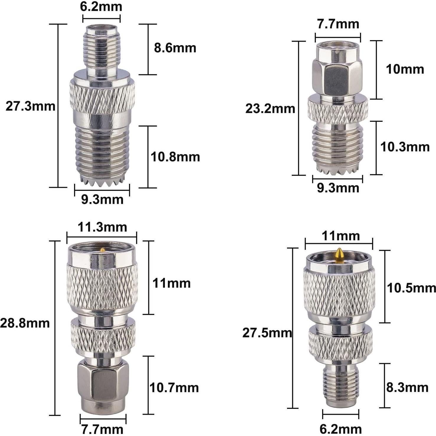 Kit Adaptadores Antena SMA a Mini UHF Onelinkmore 4 Piezas