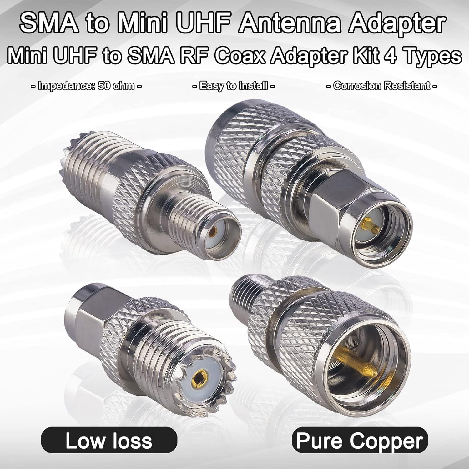 Kit Adaptadores Antena SMA a Mini UHF Onelinkmore 4 Piezas