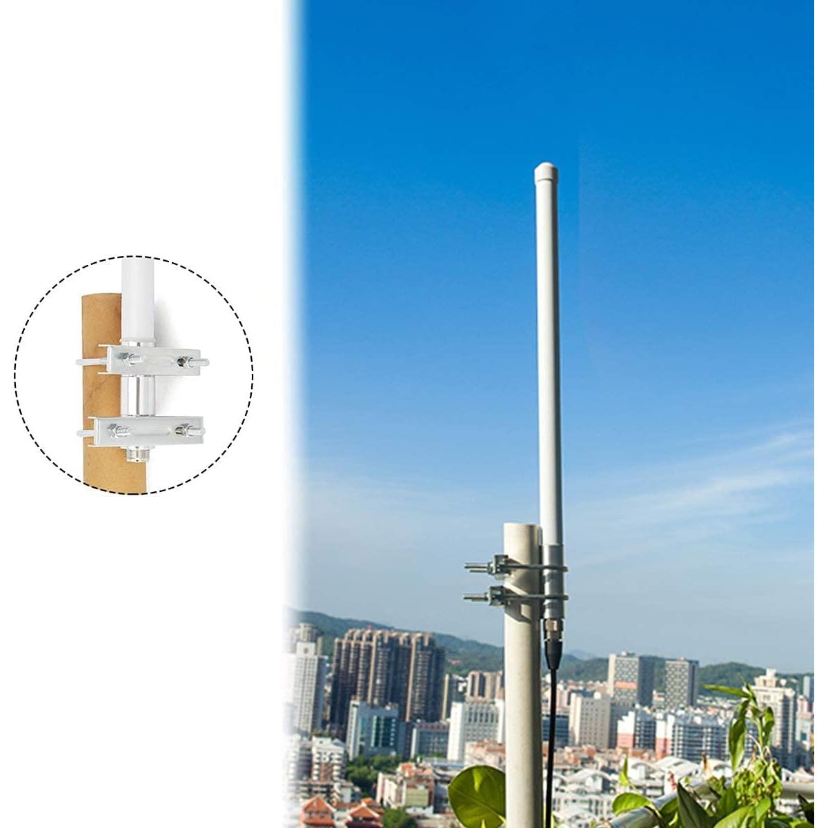 Dual Band Fiberglass Radio Antenna, UHF VHF 144/430mhz Base Antenna, 17 inches SO239 Connector for Base Station Repeater Mobile Transceiver with Mount Bracket