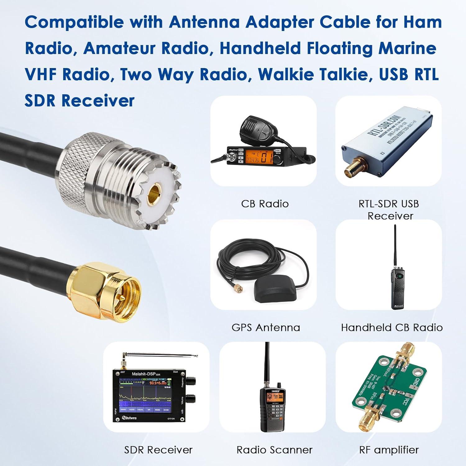 Cable Coaxial SMA Macho a UHF Hembra SO239 0.91m 2PCS XRDS-RF