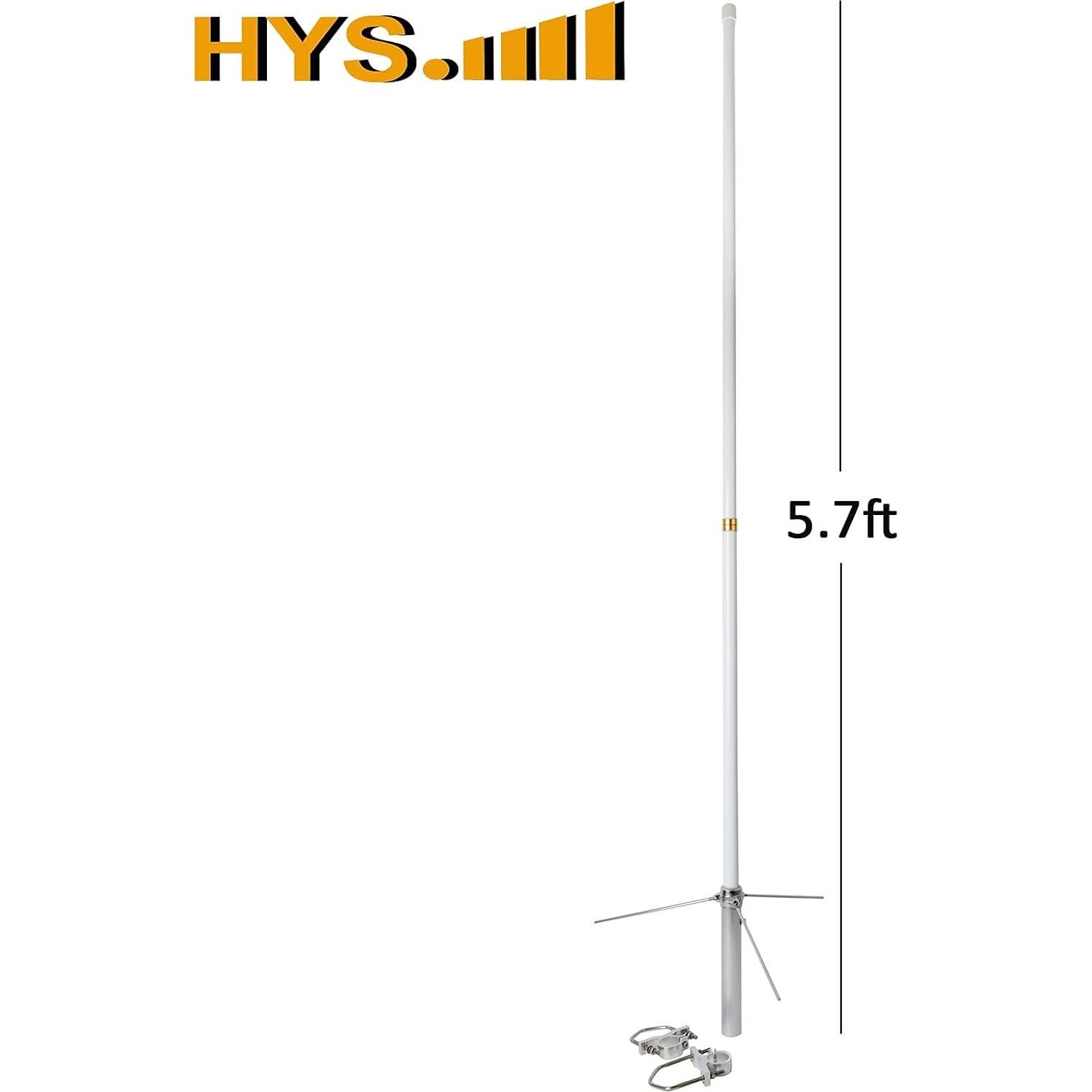 Antena de Base HYS Fibra de Vidrio 1.75m VHF/UHF 4.7dBi/7.2dBi