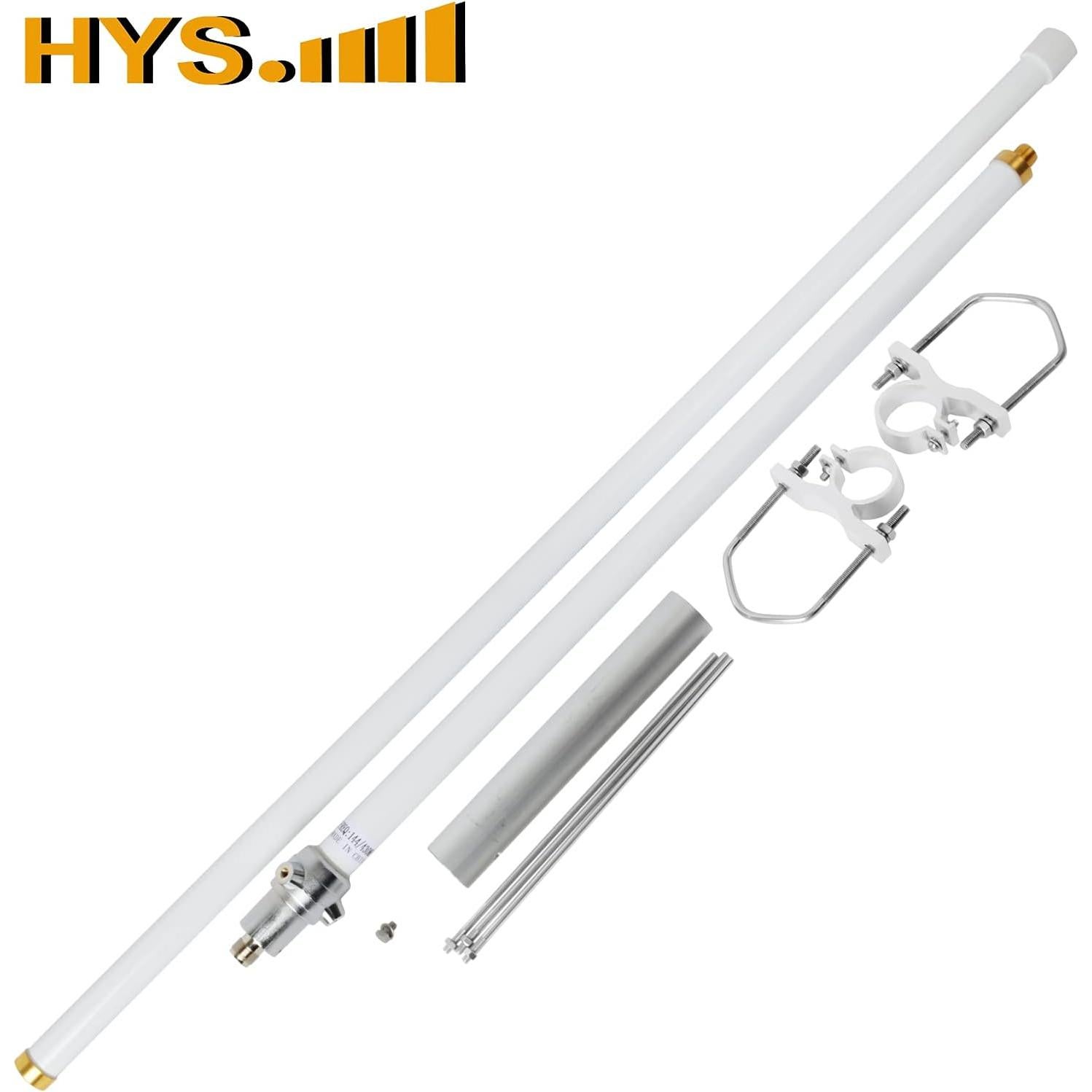 Antena de Base HYS Fibra de Vidrio 1.75m VHF/UHF 4.7dBi/7.2dBi