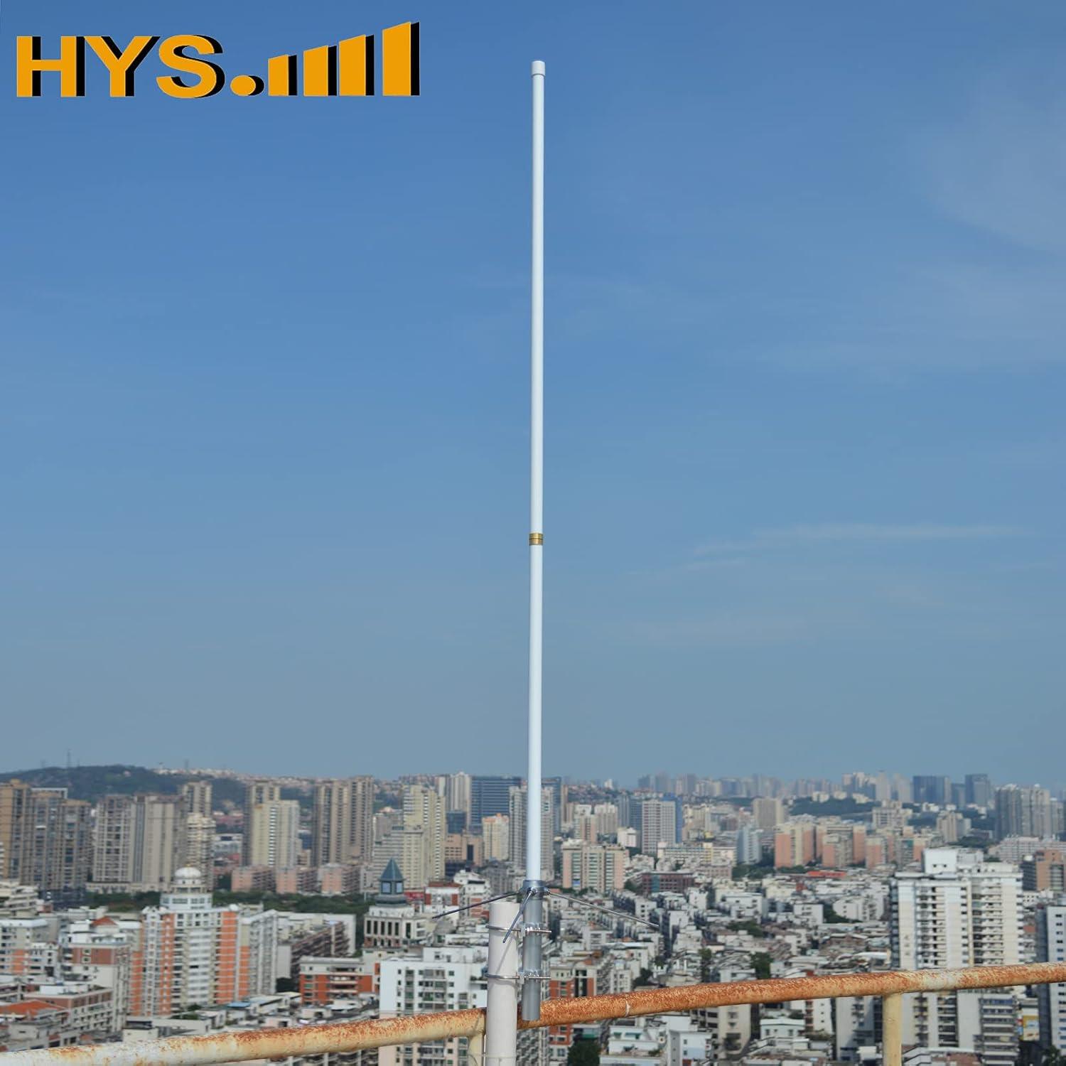 Antena de Base HYS Fibra de Vidrio 1.75m VHF/UHF 4.7dBi/7.2dBi