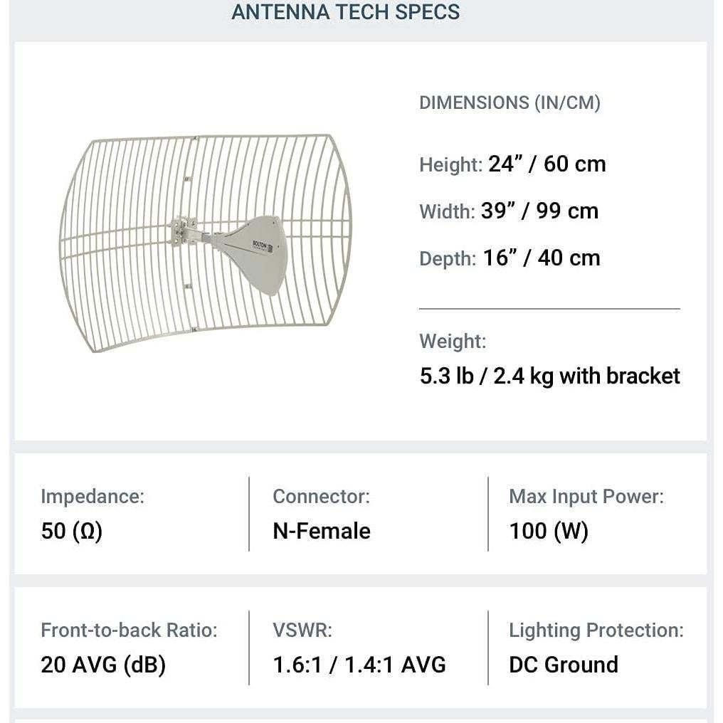 Antena Celular Exterior Bolton BT974822 - 32 km Alcance +26dB