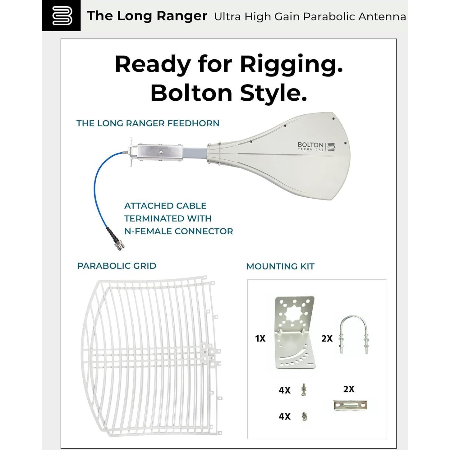 Antena Celular Exterior Bolton BT974822 - 32 km Alcance +26dB