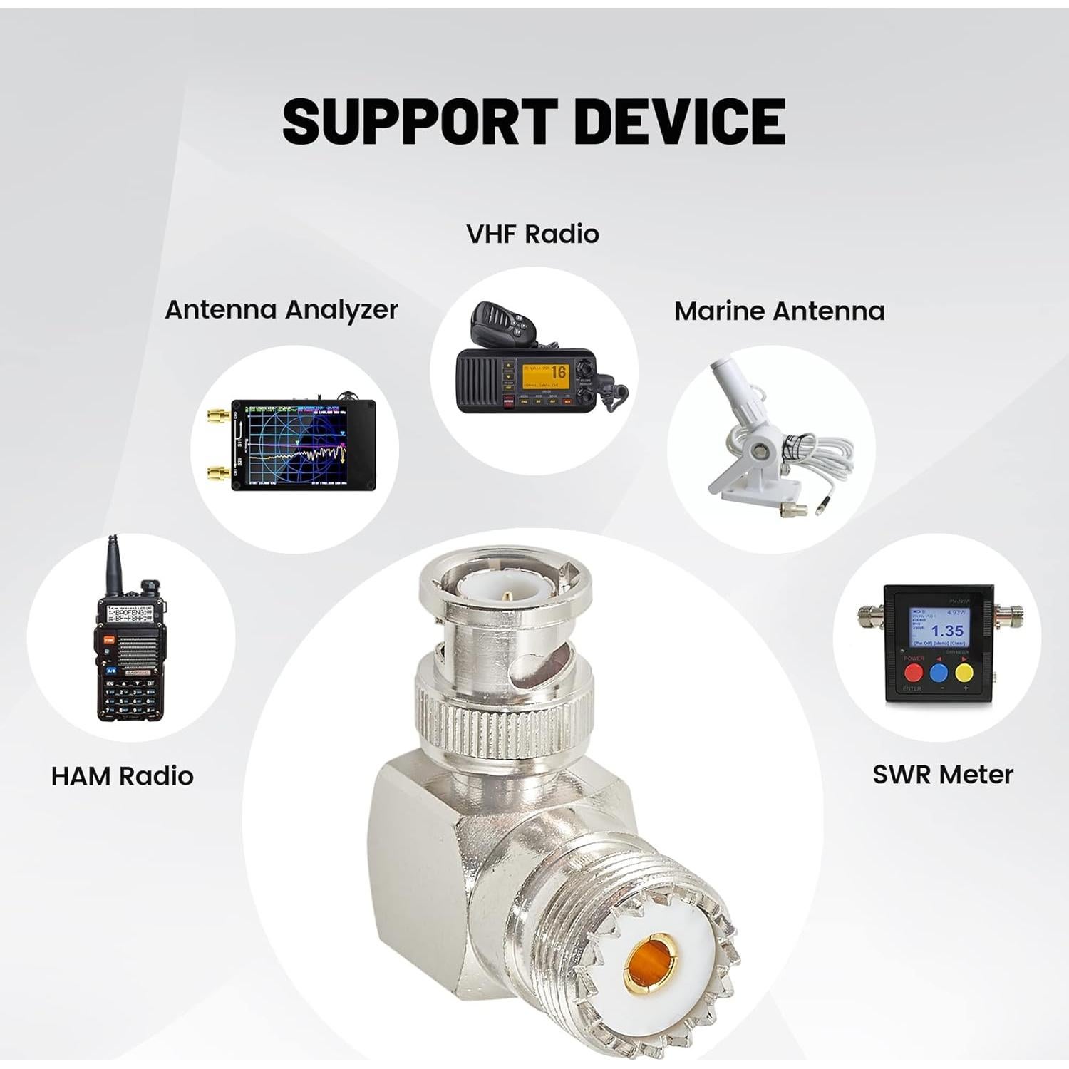 Adaptador Coaxial BNC Macho a UHF Hembra SO239 - Paquete de 2