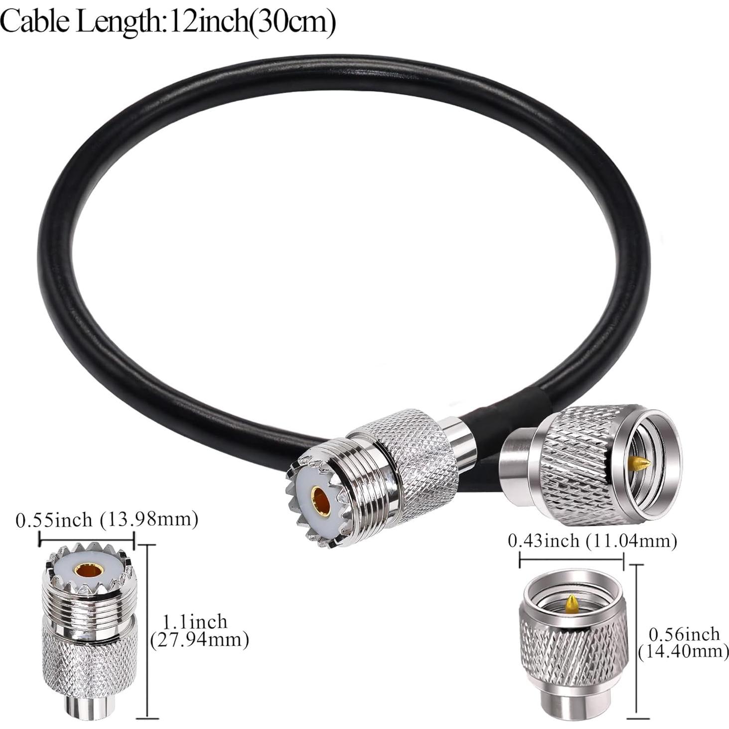 Cable Coaxial RG58 Mini UHF Macho a UHF Hembra 30cm 2 Piezas