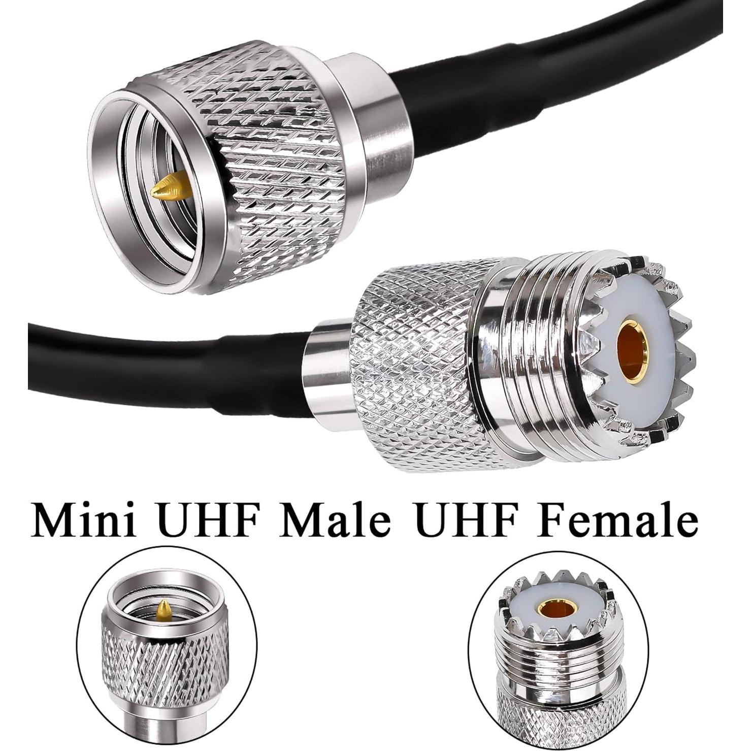 Cable Coaxial RG58 Mini UHF Macho a UHF Hembra 30cm 2 Piezas