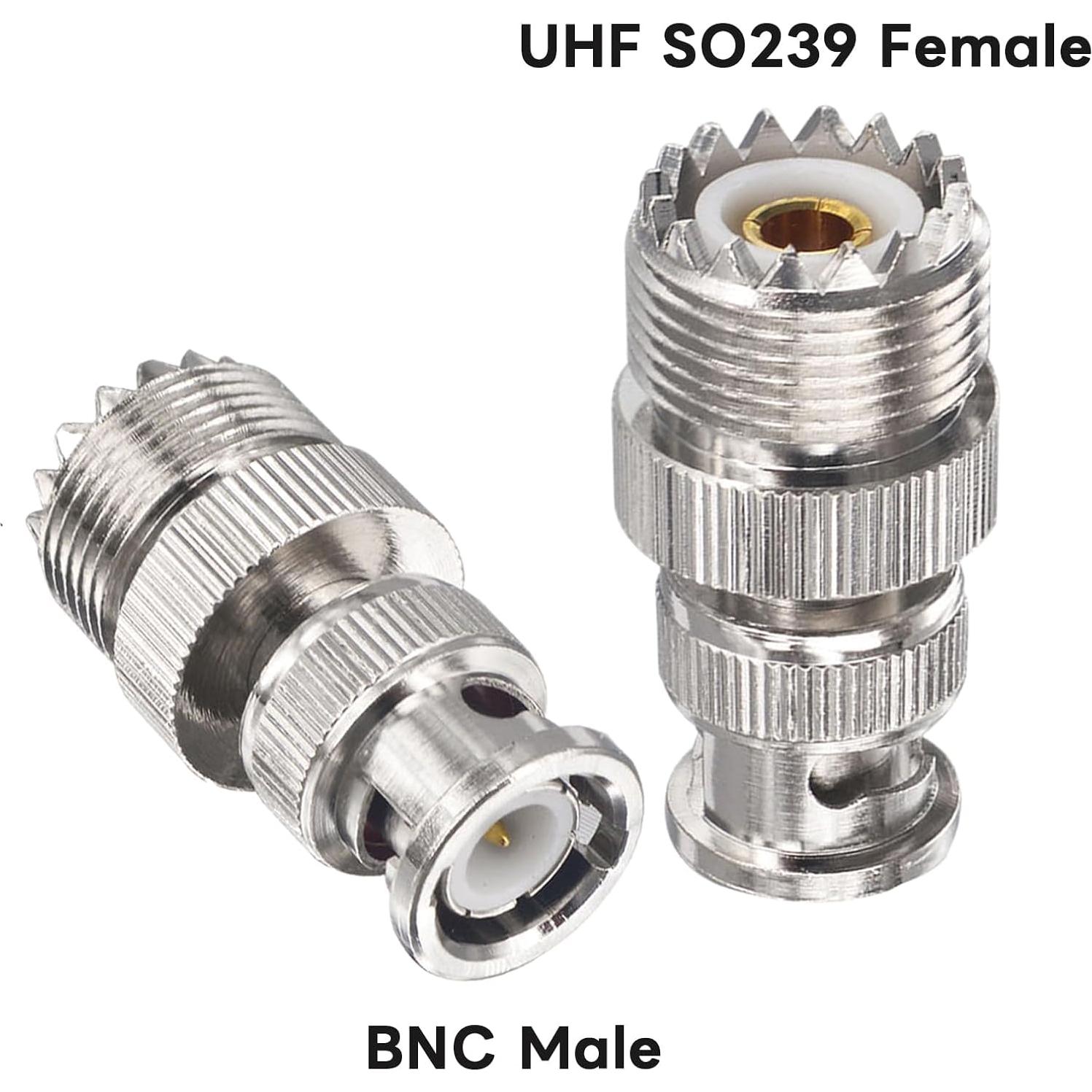Adaptador Coaxial UHF a BNC Boobrie 2 Piezas 50 Ohmios