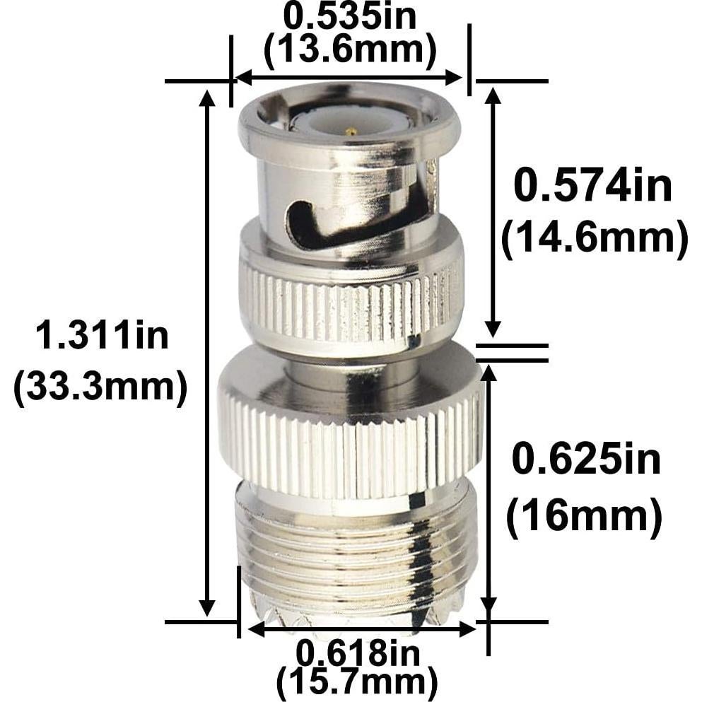 Adaptador Coaxial UHF a BNC Boobrie 2 Piezas 50 Ohmios