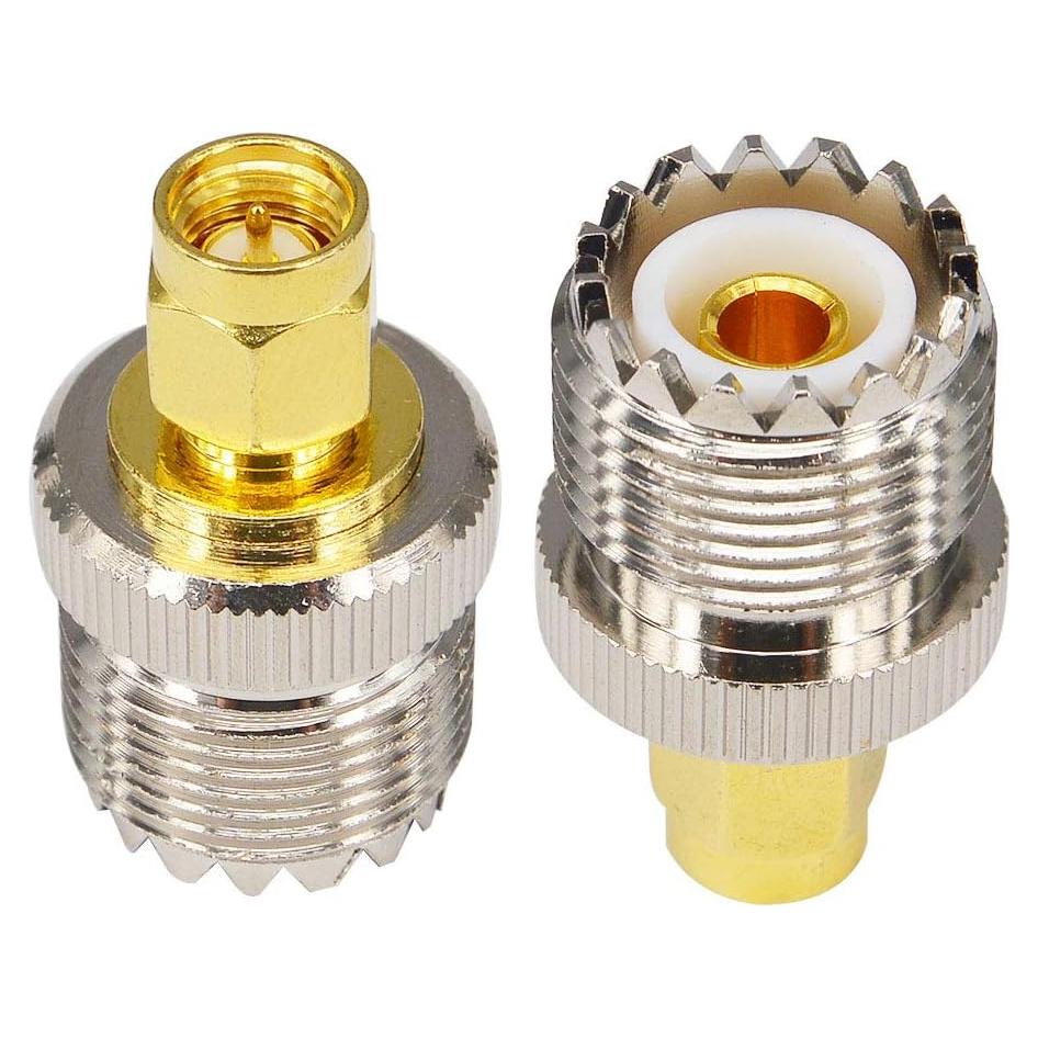 Adaptador RF UHF Femenino a SMA Masculino 50 Ohm - Paquete de 2