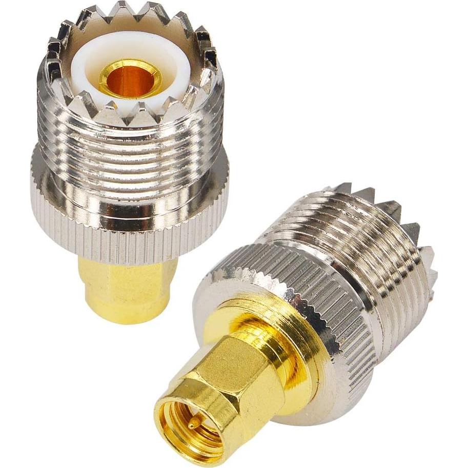Adaptador RF UHF Femenino a SMA Masculino 50 Ohm - Paquete de 2