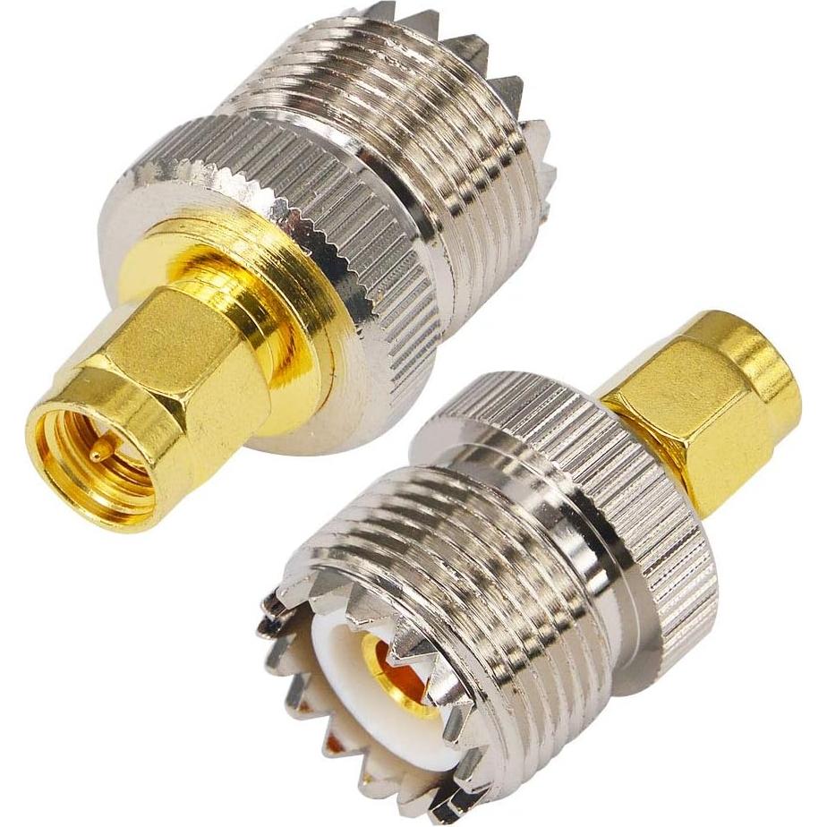 Adaptador RF UHF Femenino a SMA Masculino 50 Ohm - Paquete de 2