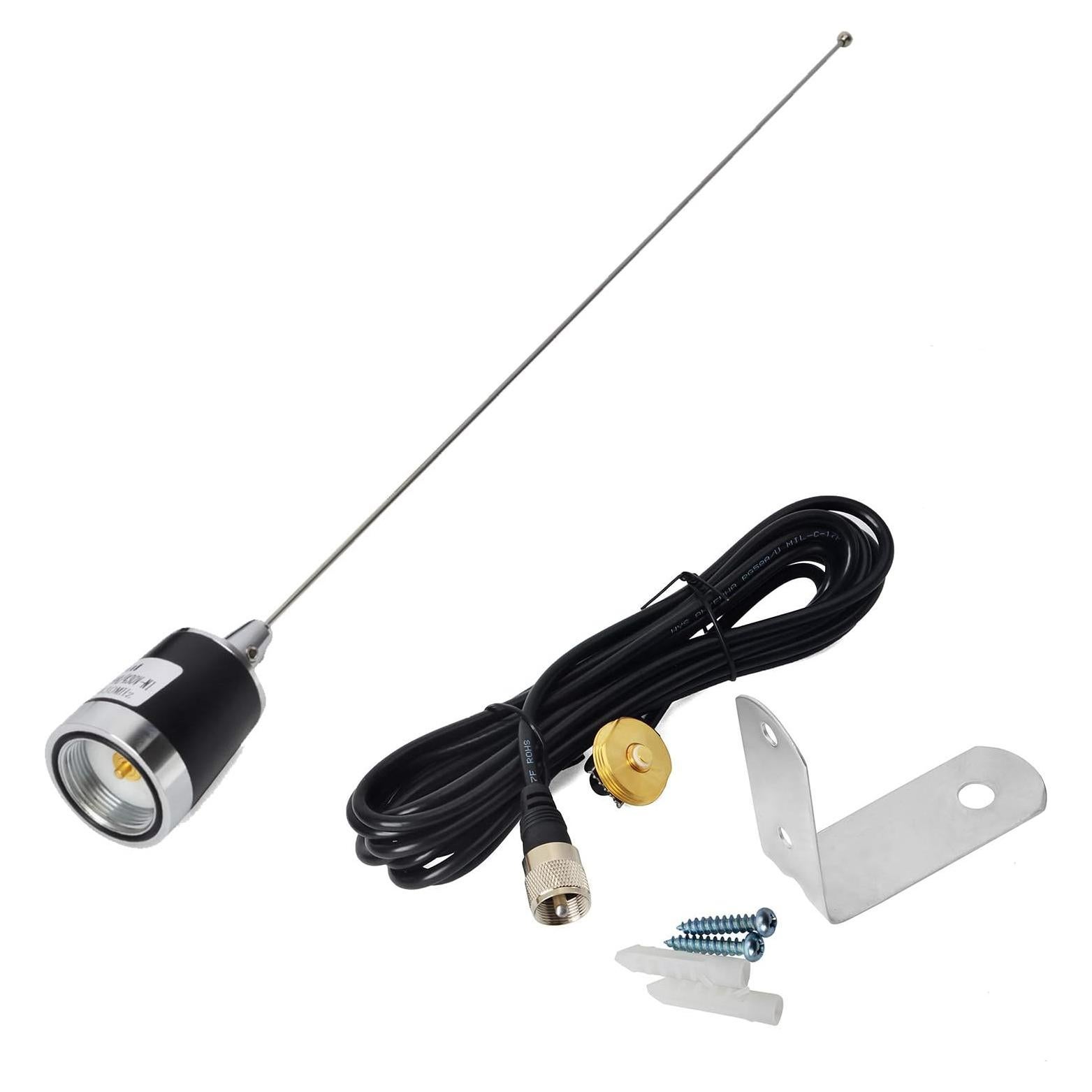 Antena HYS UHF VHF 53.34cm con Soporte NMO y Cable 4m