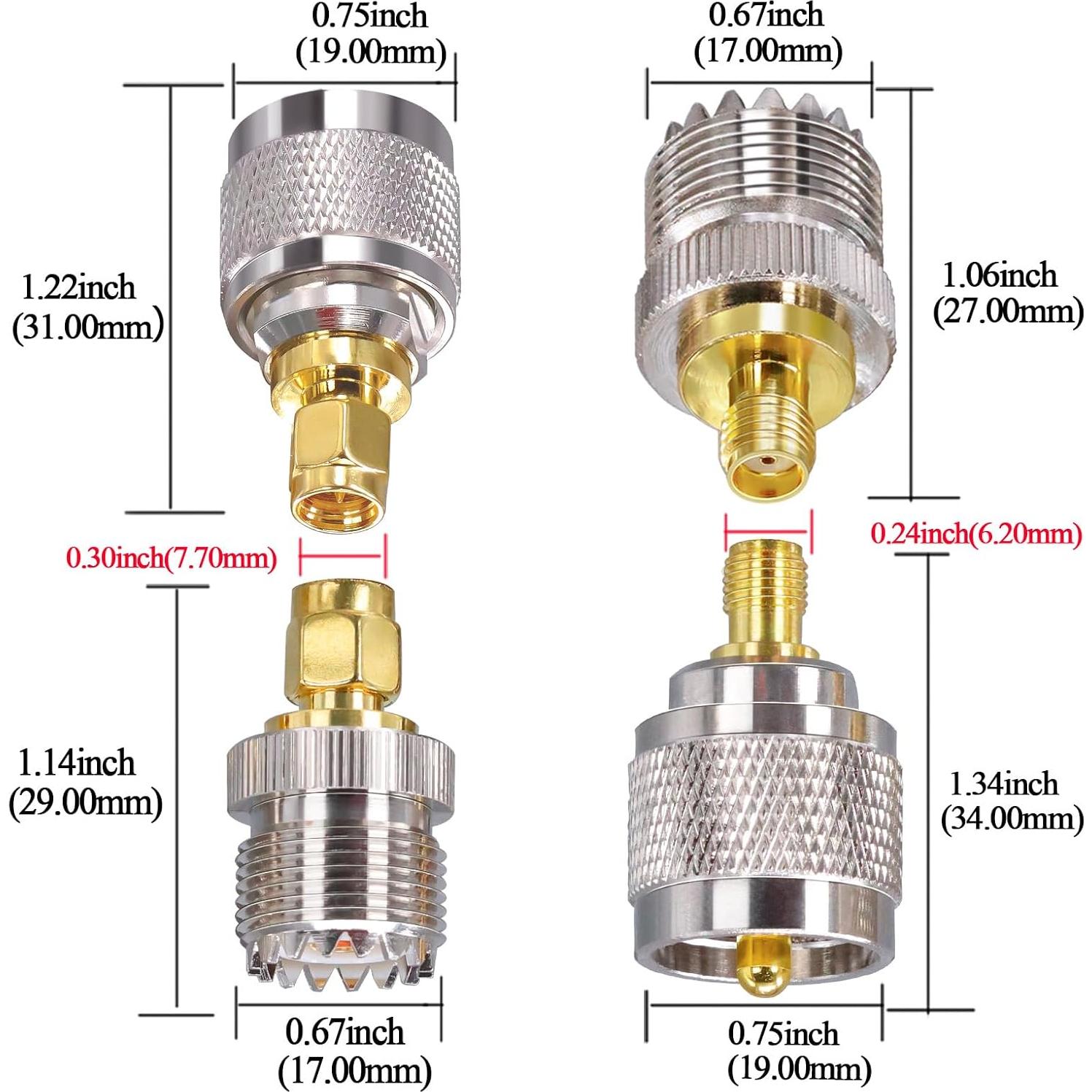 Kit de Adaptador SMA a UHF Tuolnk - 4 Conectores Coaxiales