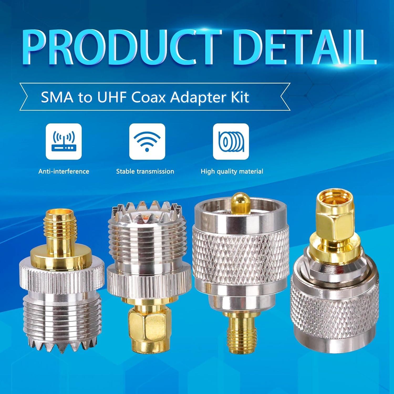 Kit de Adaptador SMA a UHF Tuolnk - 4 Conectores Coaxiales